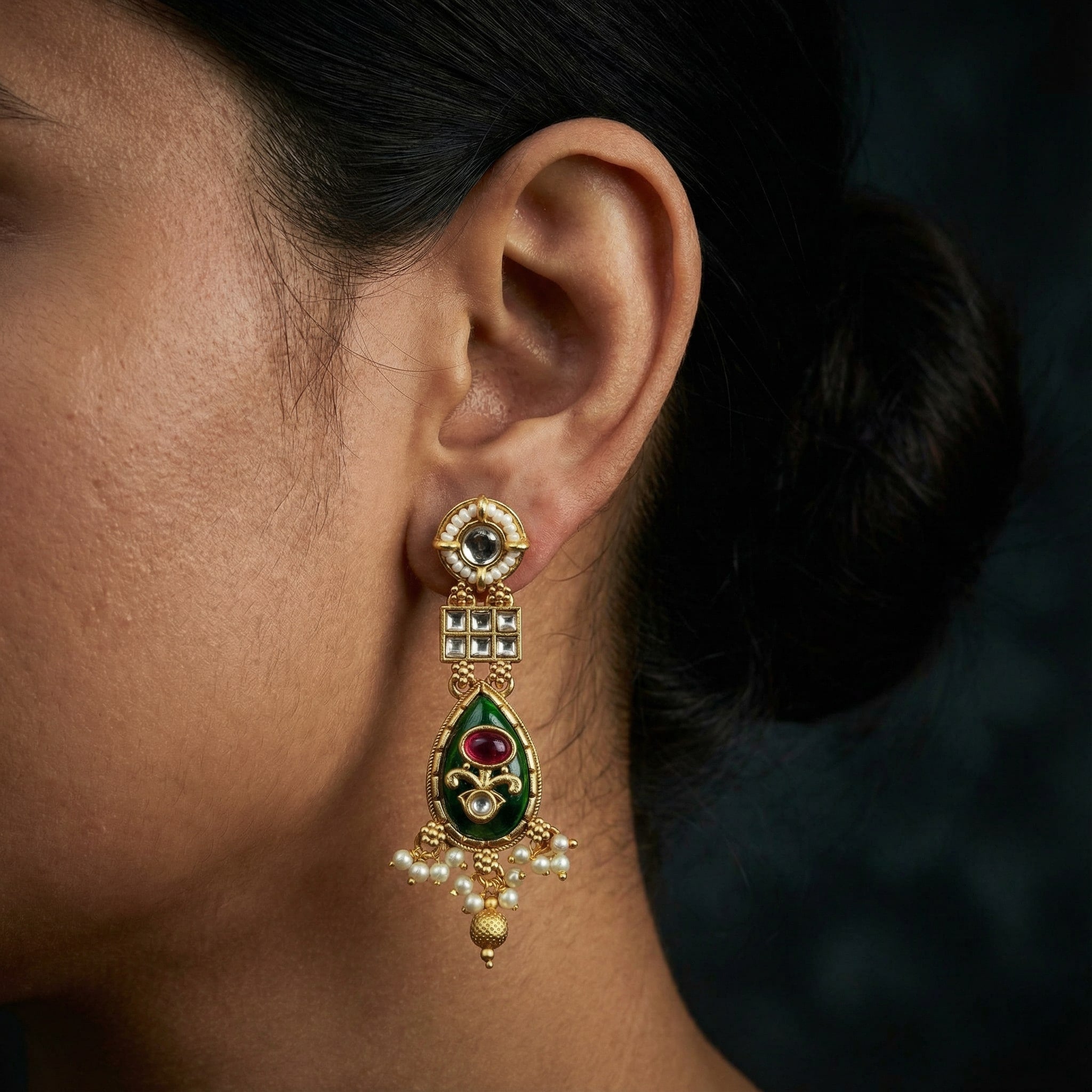 Meenakari Kundan Necklace | Rajputi Pearl Choker Bridal Jewelry