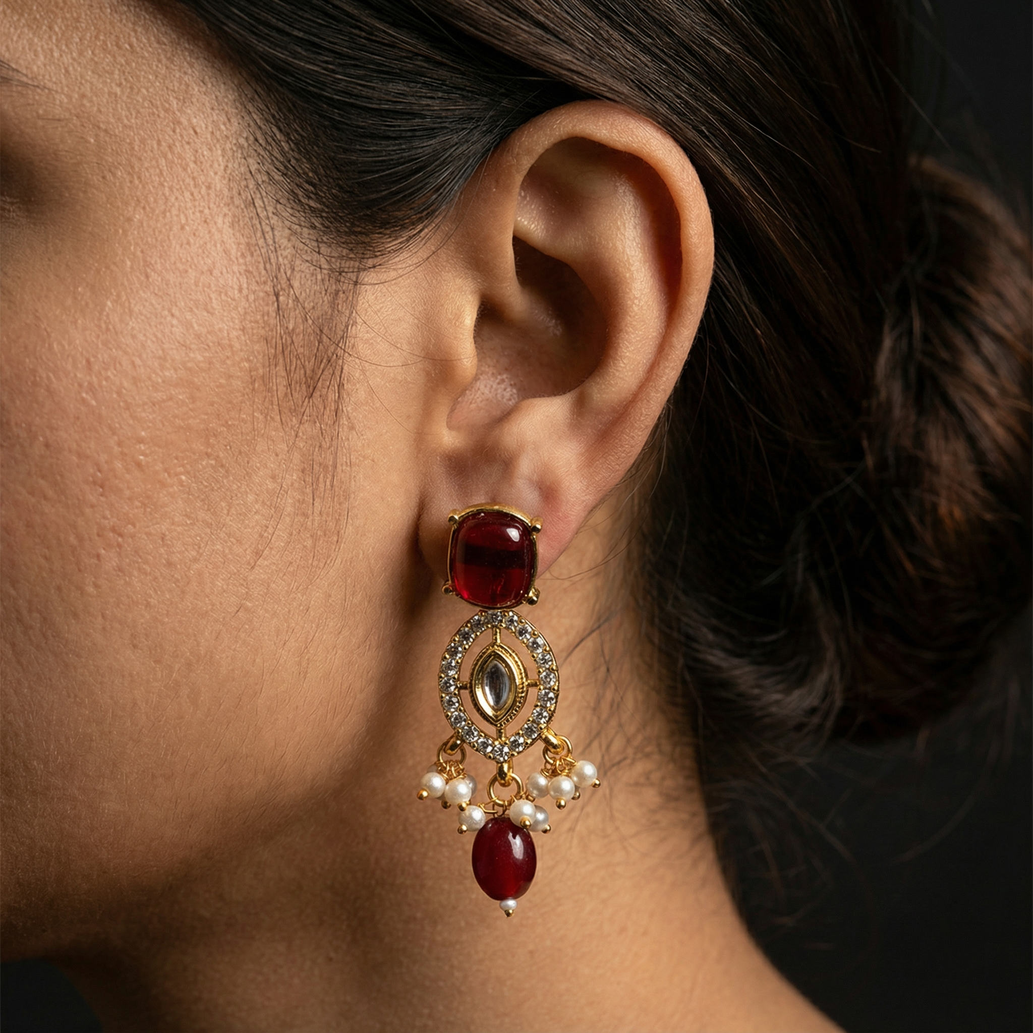 Rajwadi Kundan Choker Set - Kavya Gold-Plated Necklace, Earrings & Maang Tikka Set