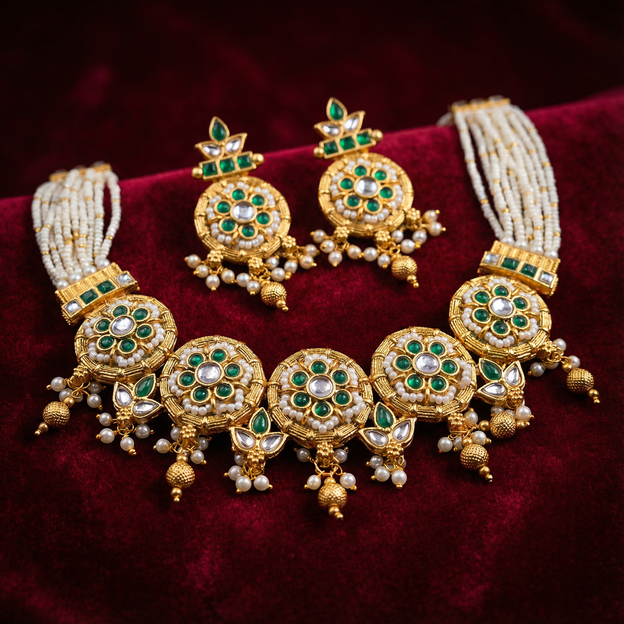 Kundan Choker Set | Rajputi Bridal Necklace with Pearls & Gold