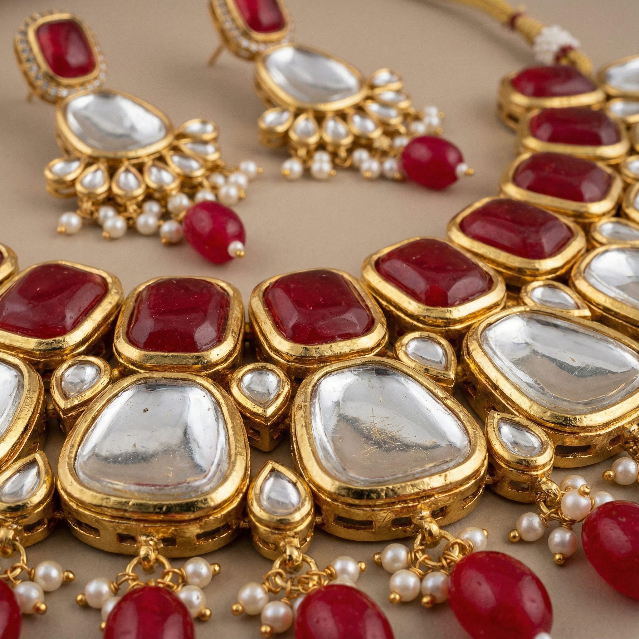 Kundan Choker Set | Earrings | Sarah Jadau Kundan Jewellery for Women