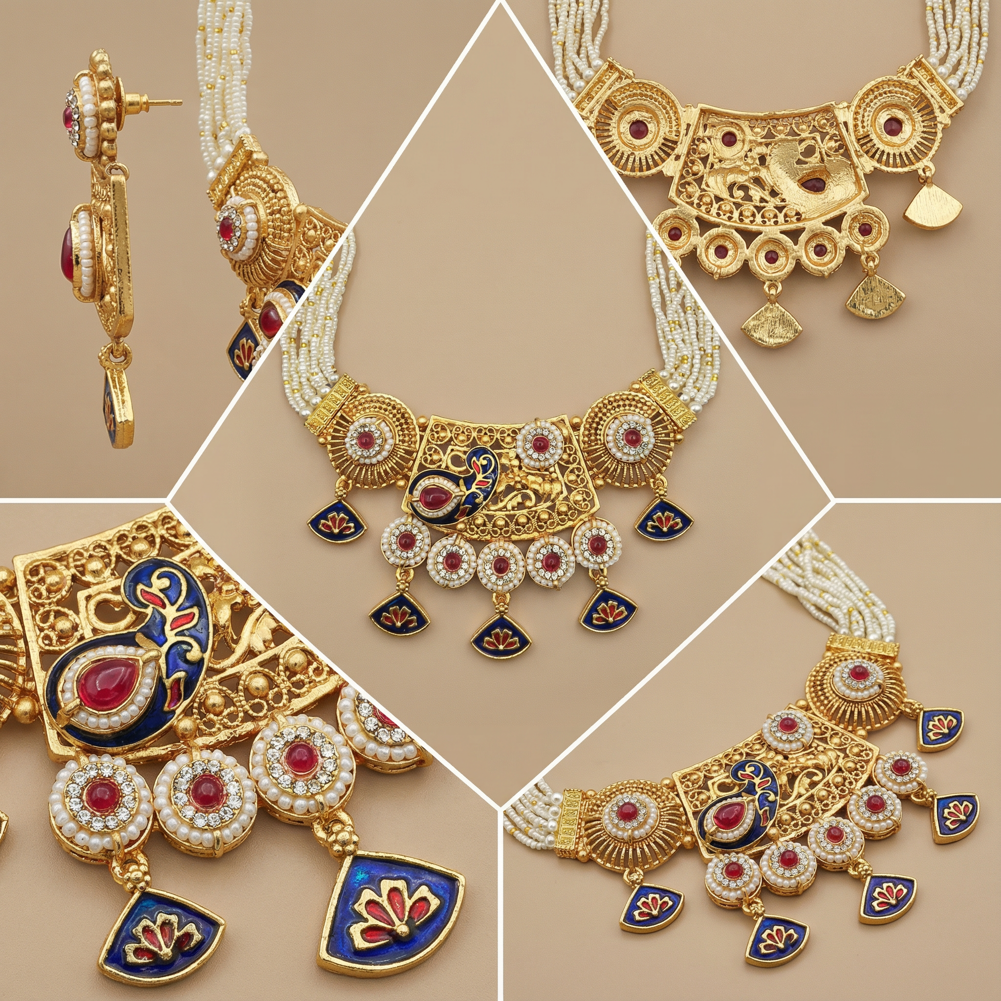 Meenakari Necklace | Tripti Rajputi Gold-Plated Statement Set with Earrings