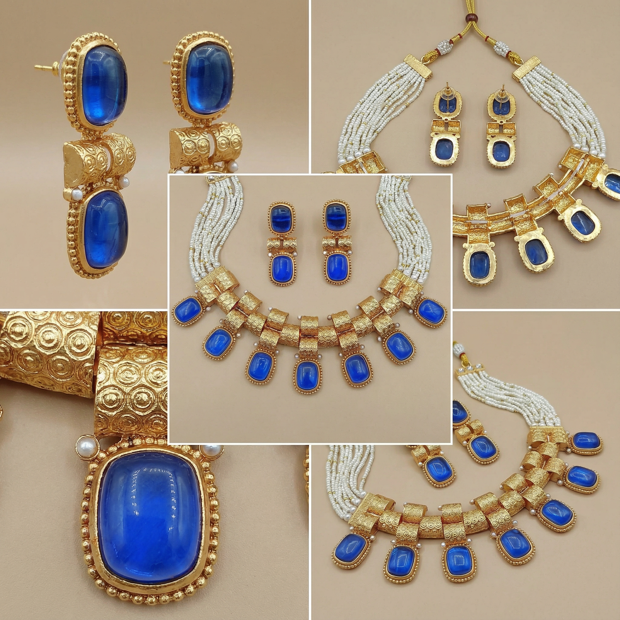 Rajwadi Choker Necklace | Monalisa Fusion Bridal Jewelry Set with Earrings