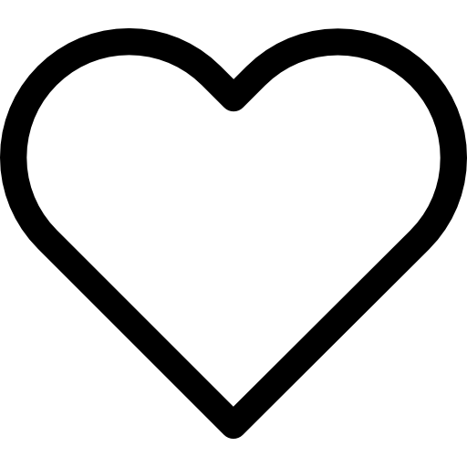 A black heart outlined in bold against a transparent, checkered background. The heart symbolizes love or compassion.