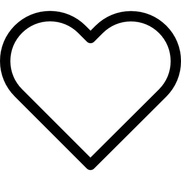 A black heart outlined in bold against a transparent, checkered background. The heart symbolizes love or compassion.