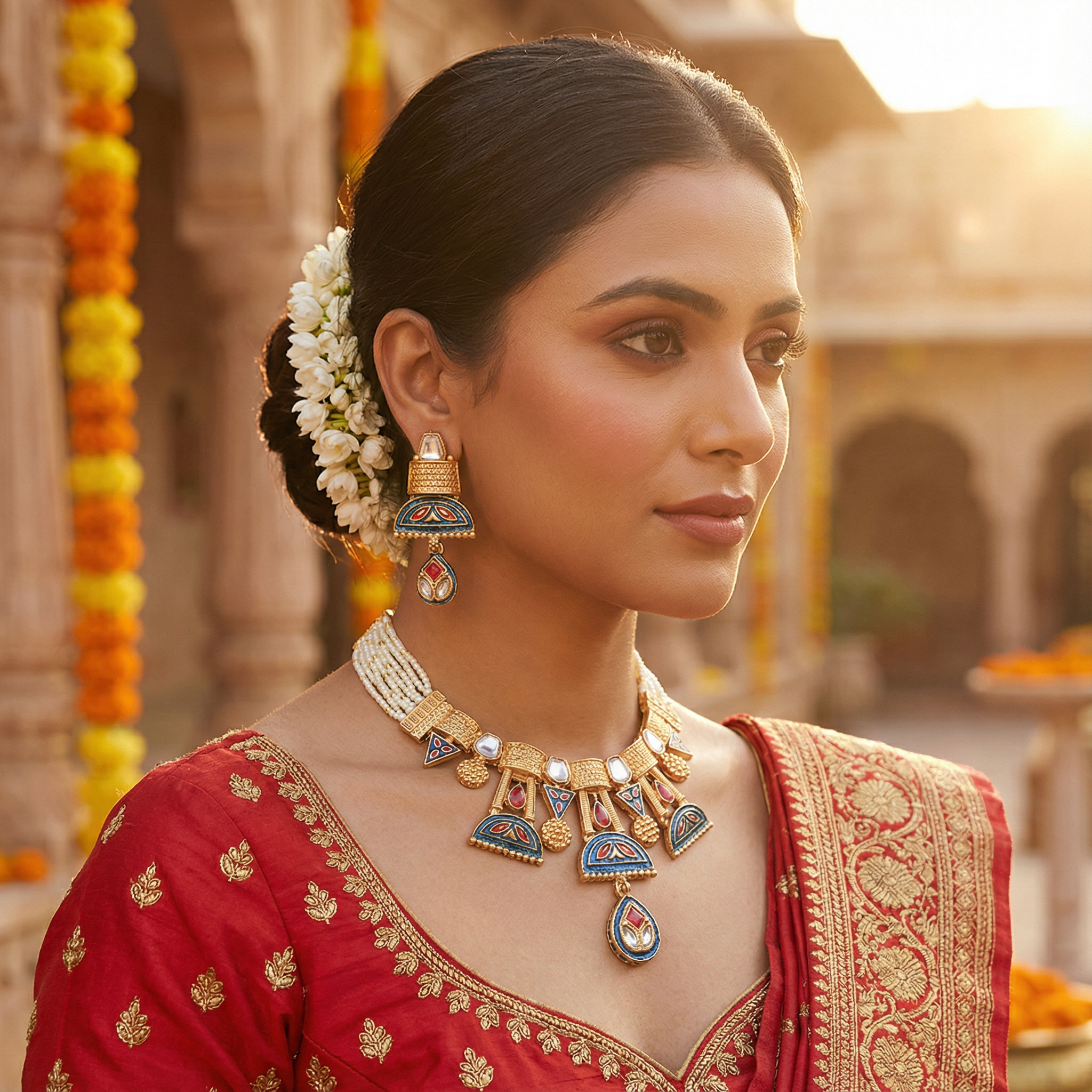 Royal Kundan Choker Set – Bridal Necklace & Earrings