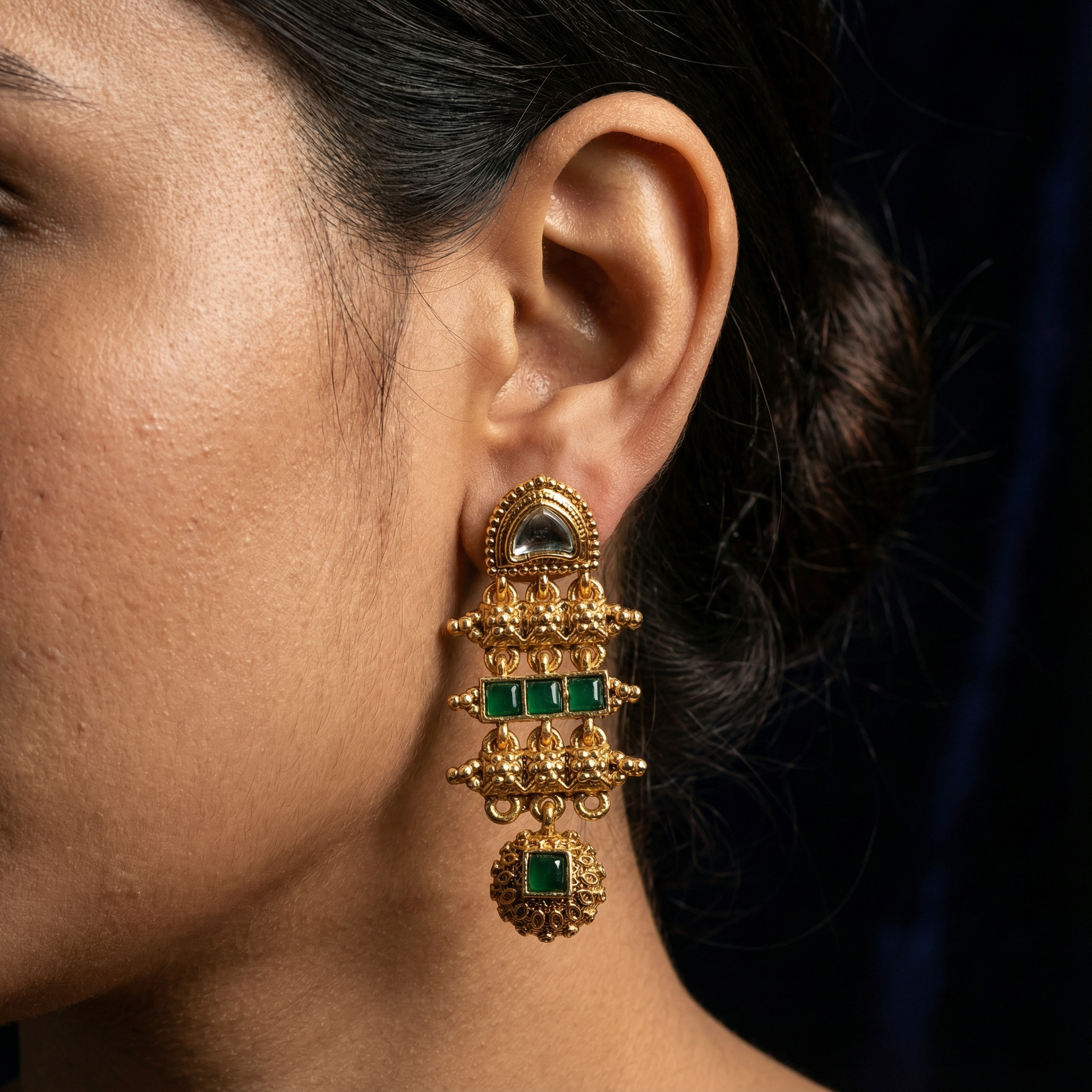 Meenakari Necklace Set | Rajwadi Antique Gold Bridal Jewelry - nandai.store