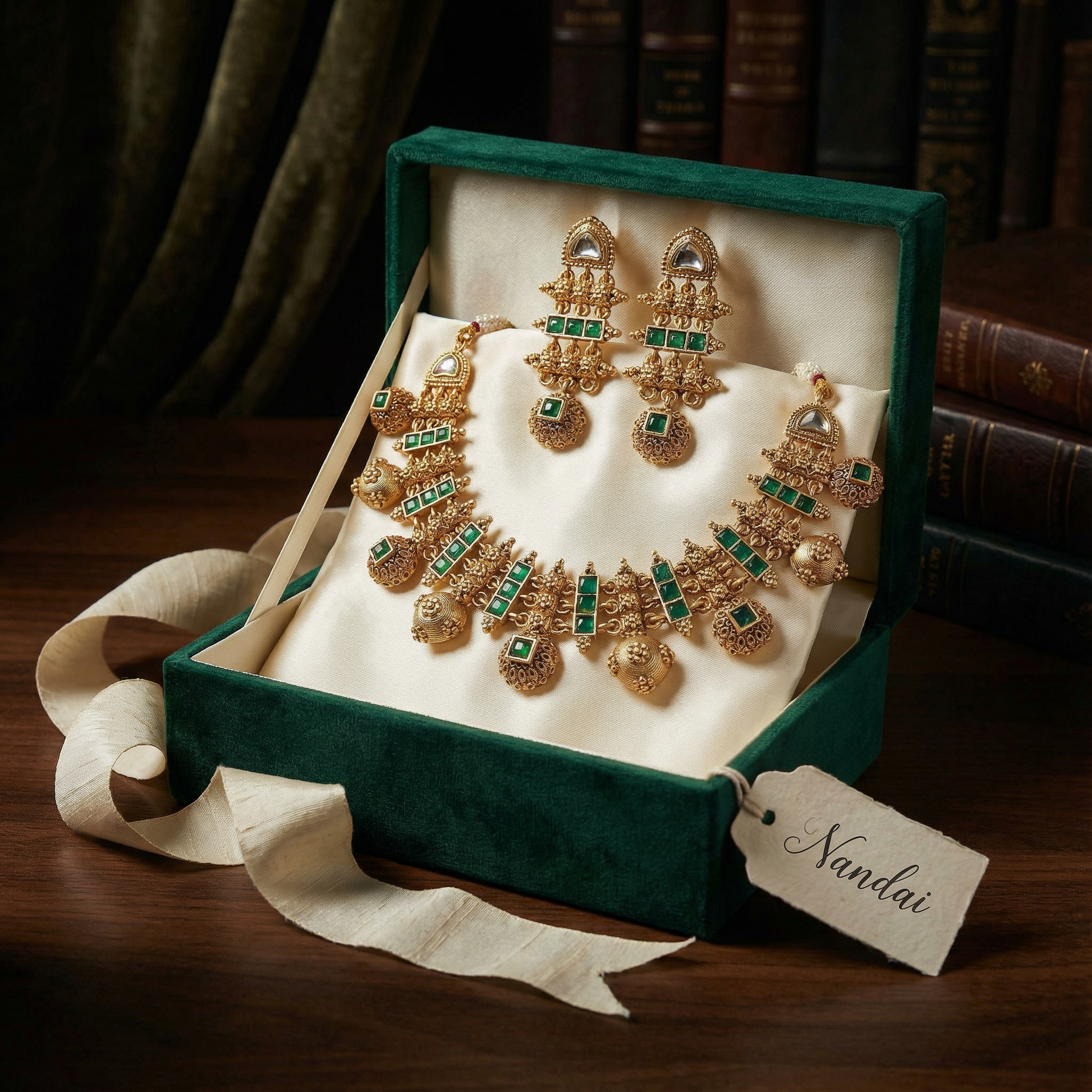 Meenakari Necklace Set | Rajwadi Antique Gold Bridal Jewelry - nandai.store