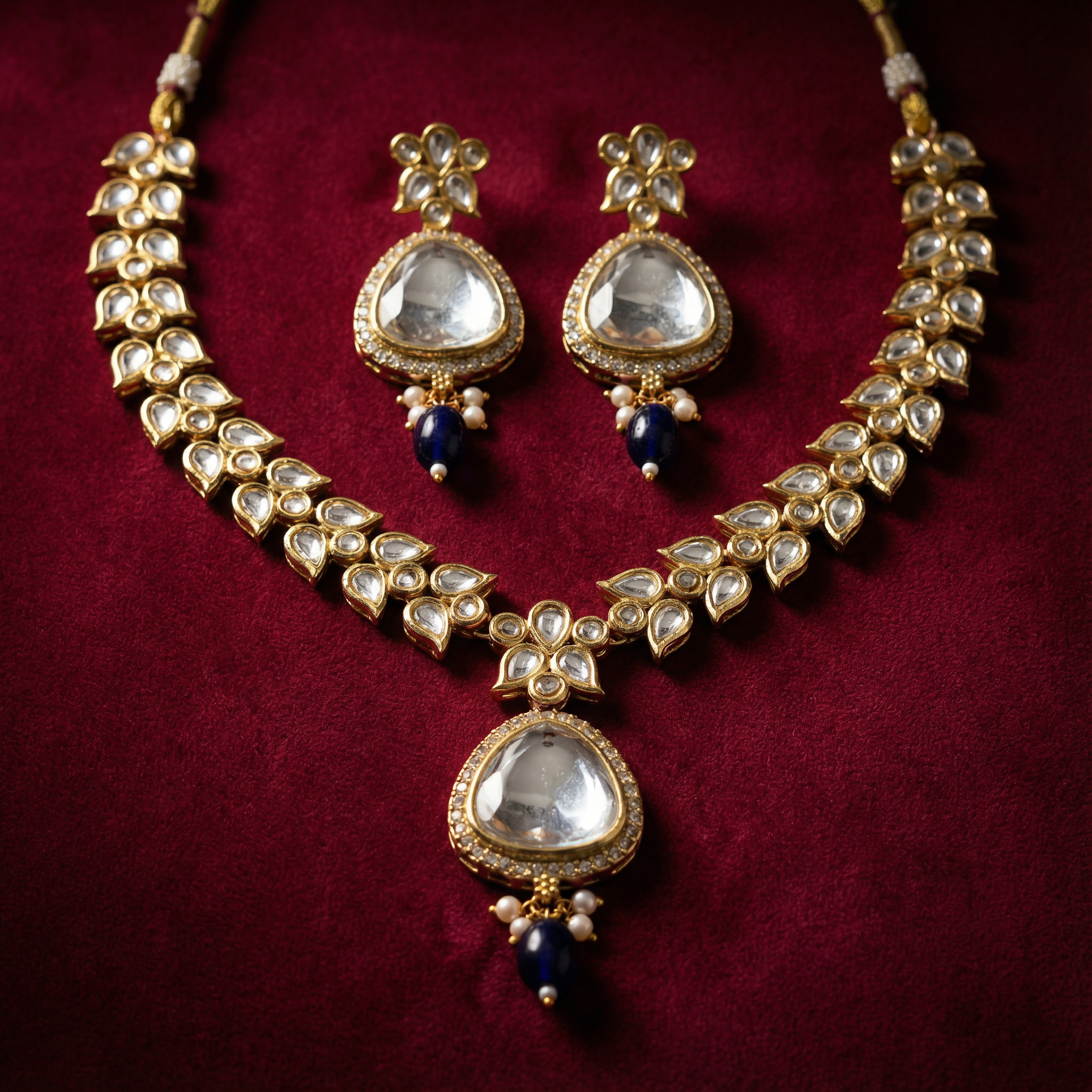 Polki Choker Set - Majestic Uncut Bridal Gold-Plated Necklace & Earrings for Elegant Style