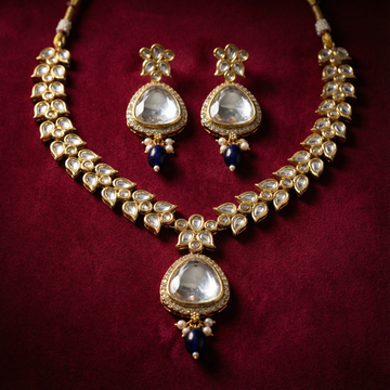 Polki Choker Set - Majestic Uncut Bridal Gold-Plated Necklace & Earrings for Elegant Style