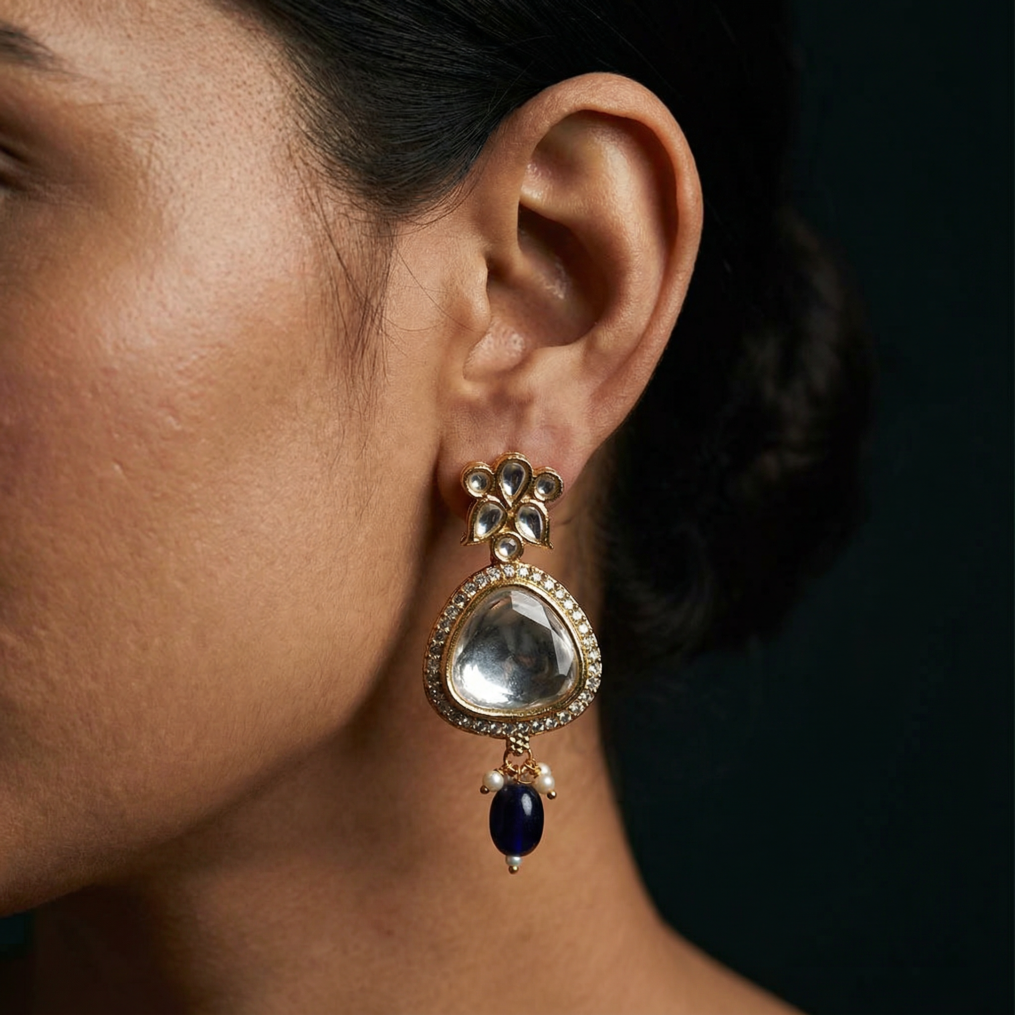 Polki Choker Set - Majestic Uncut Bridal Gold-Plated Necklace & Earrings for Elegant Style