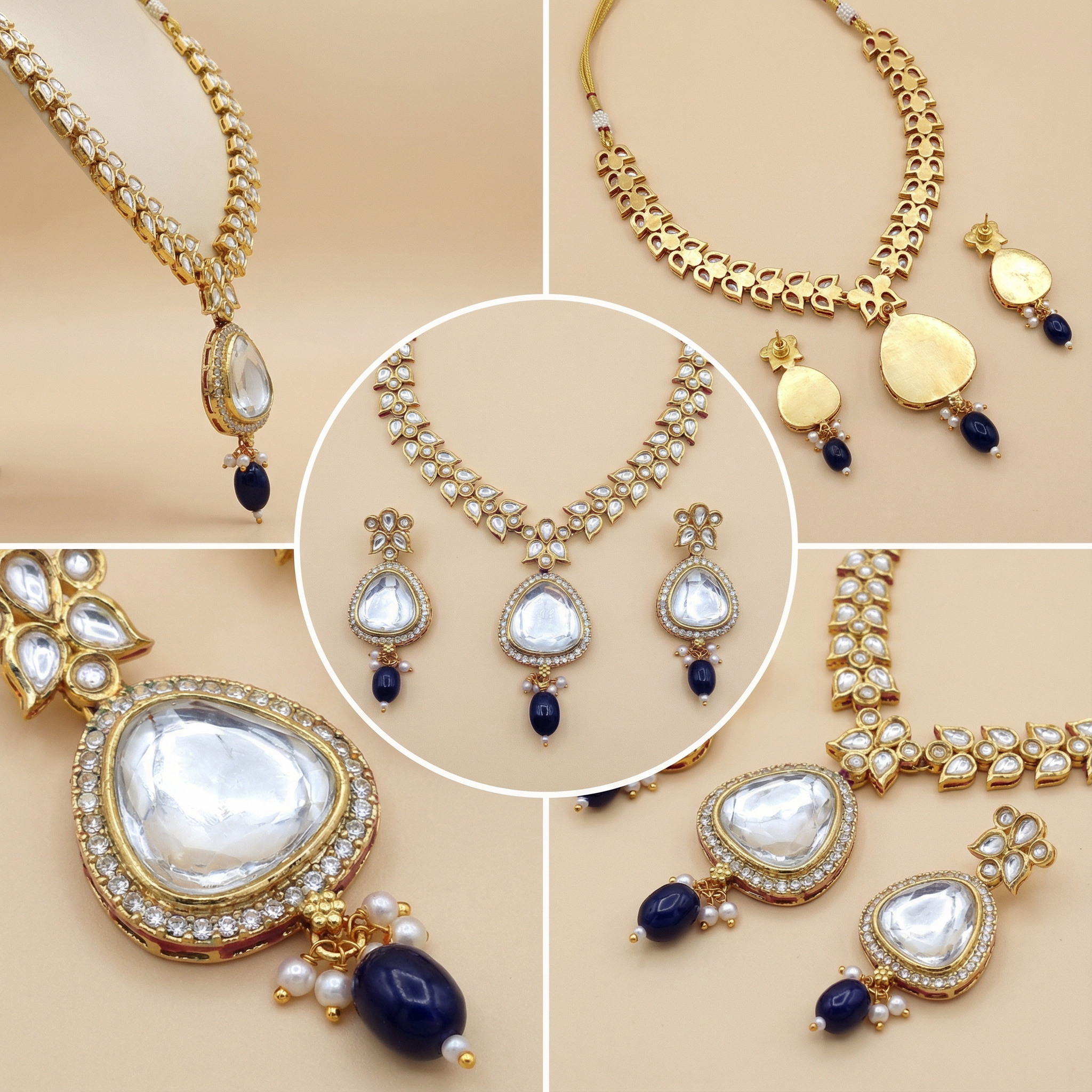 Polki Choker Set - Majestic Uncut Bridal Gold-Plated Necklace & Earrings for Elegant Style