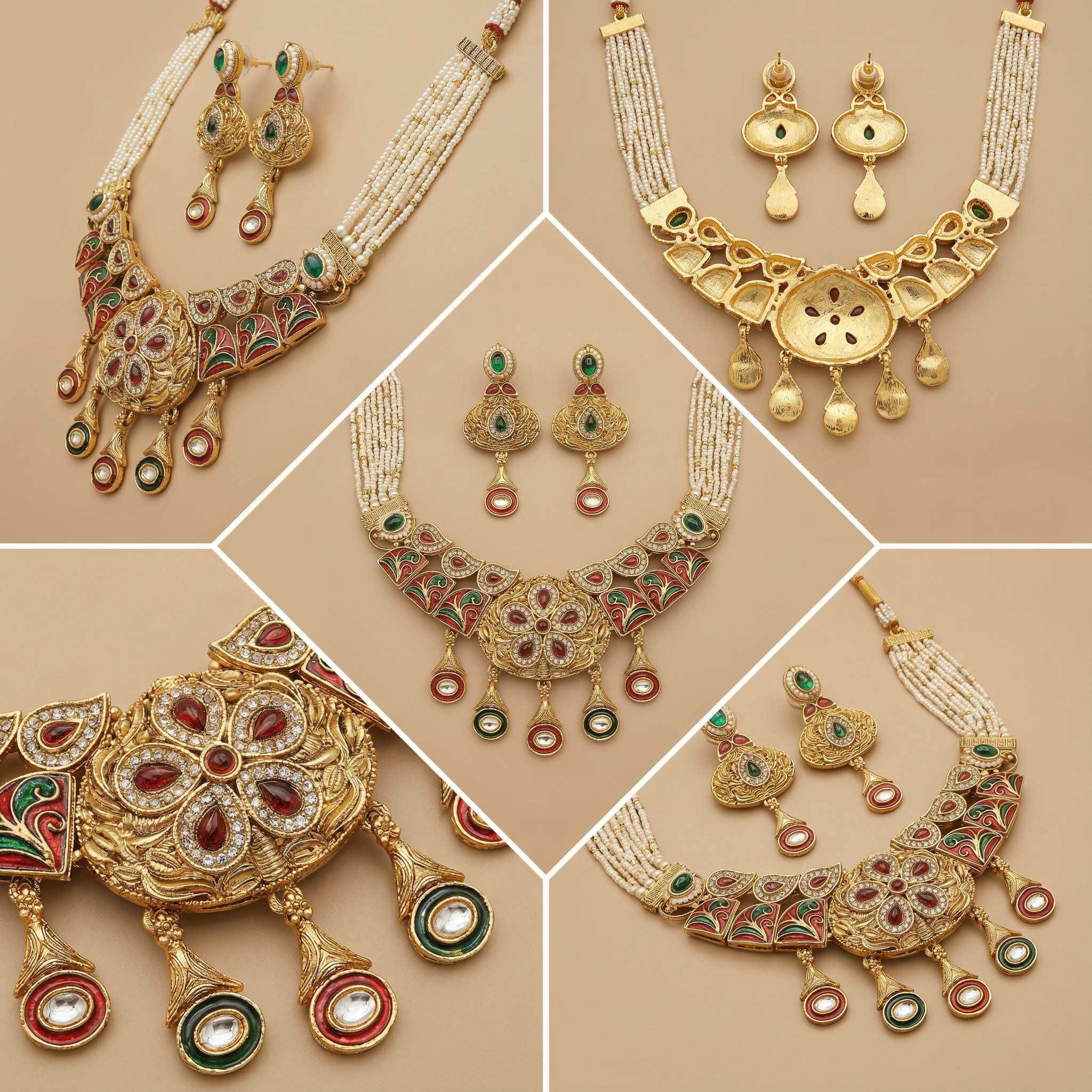 Kundan Necklace Set | Rajwadi Pearl Rajputi Jewelry for Brides