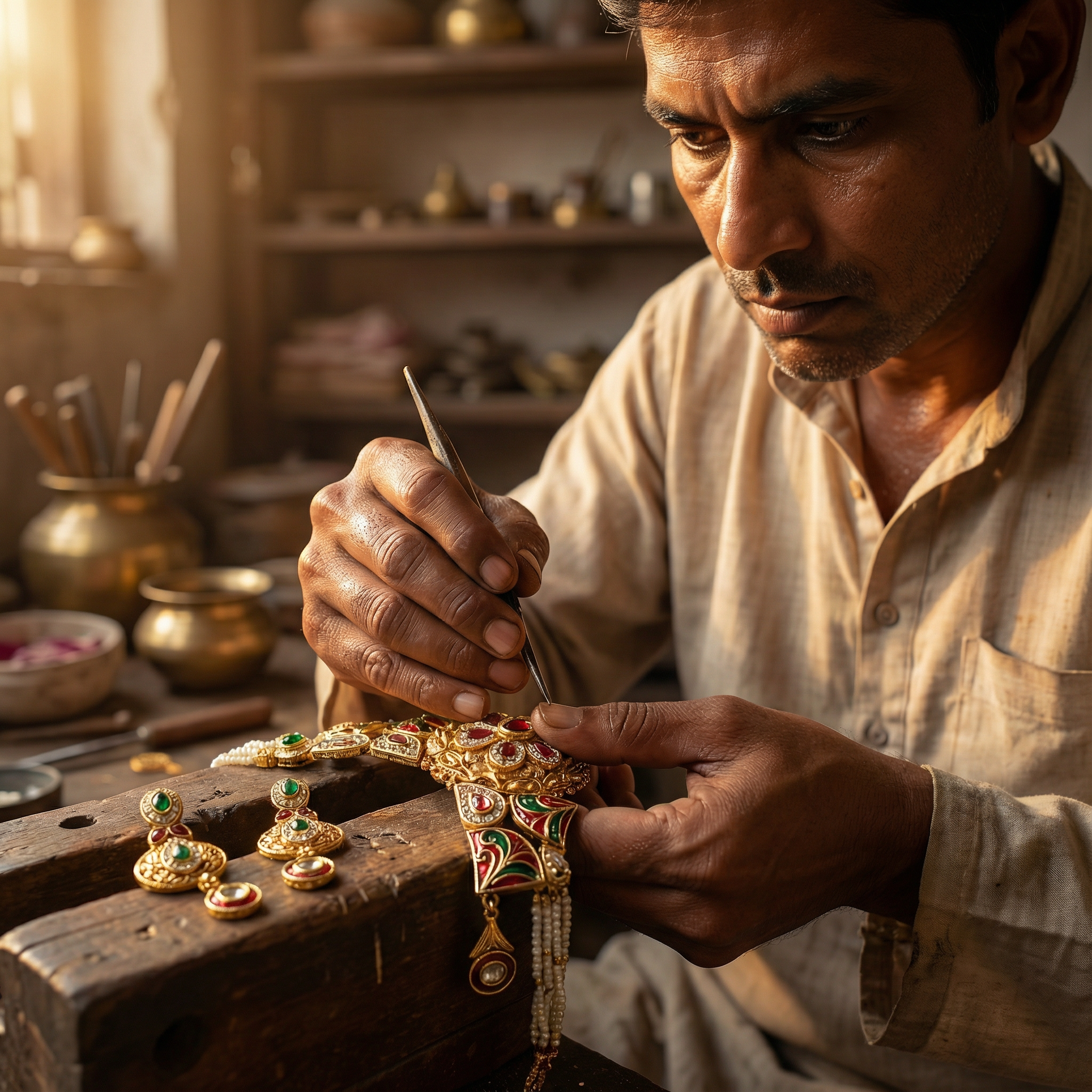 Kundan Necklace Set | Rajwadi Pearl Rajputi Jewelry for Brides