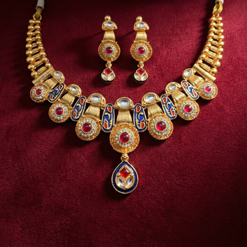 Meenakari Kundan Necklace Set With Earrings | Exquisite Bridal Jewellery Set