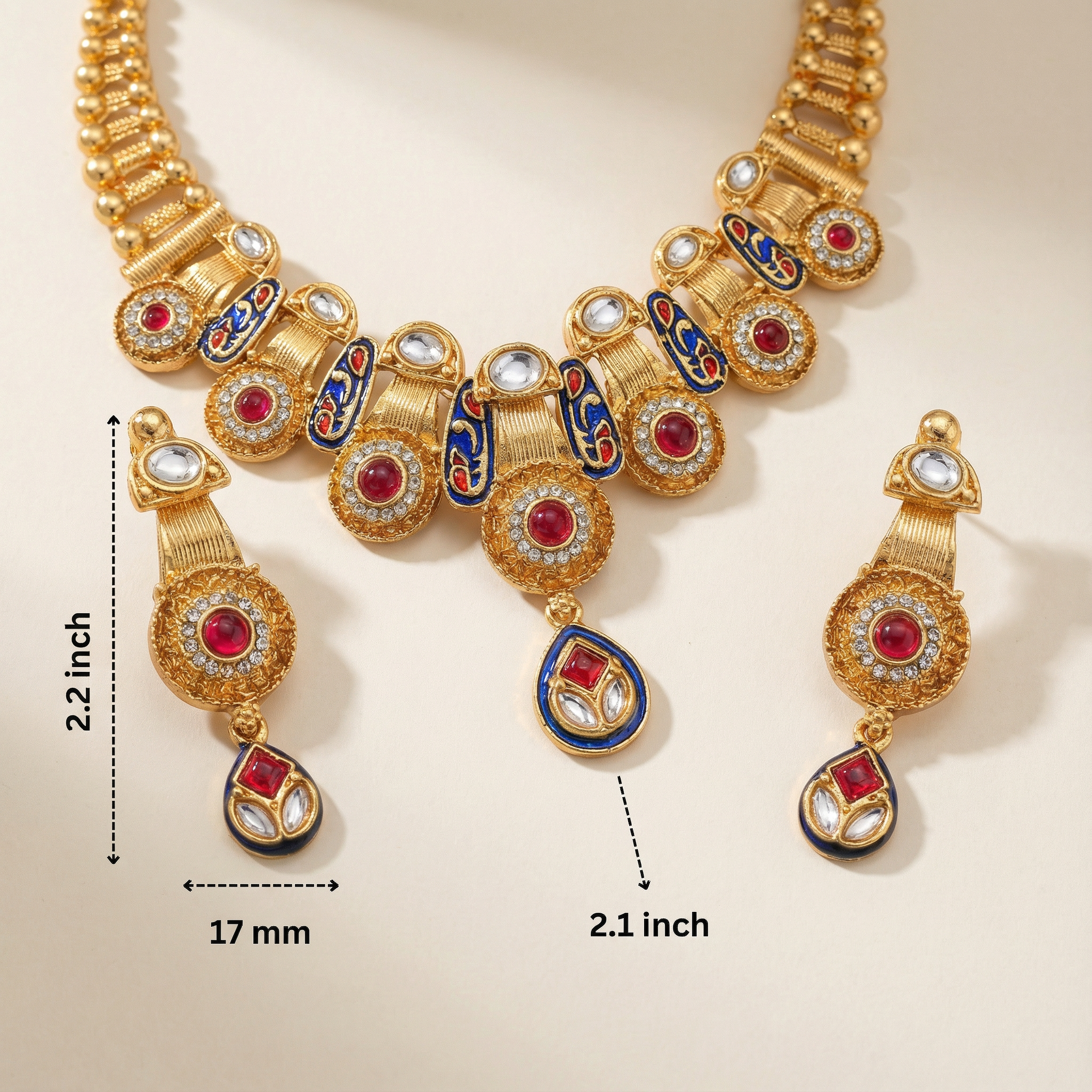 Meenakari Kundan Necklace Set With Earrings | Exquisite Bridal Jewellery Set