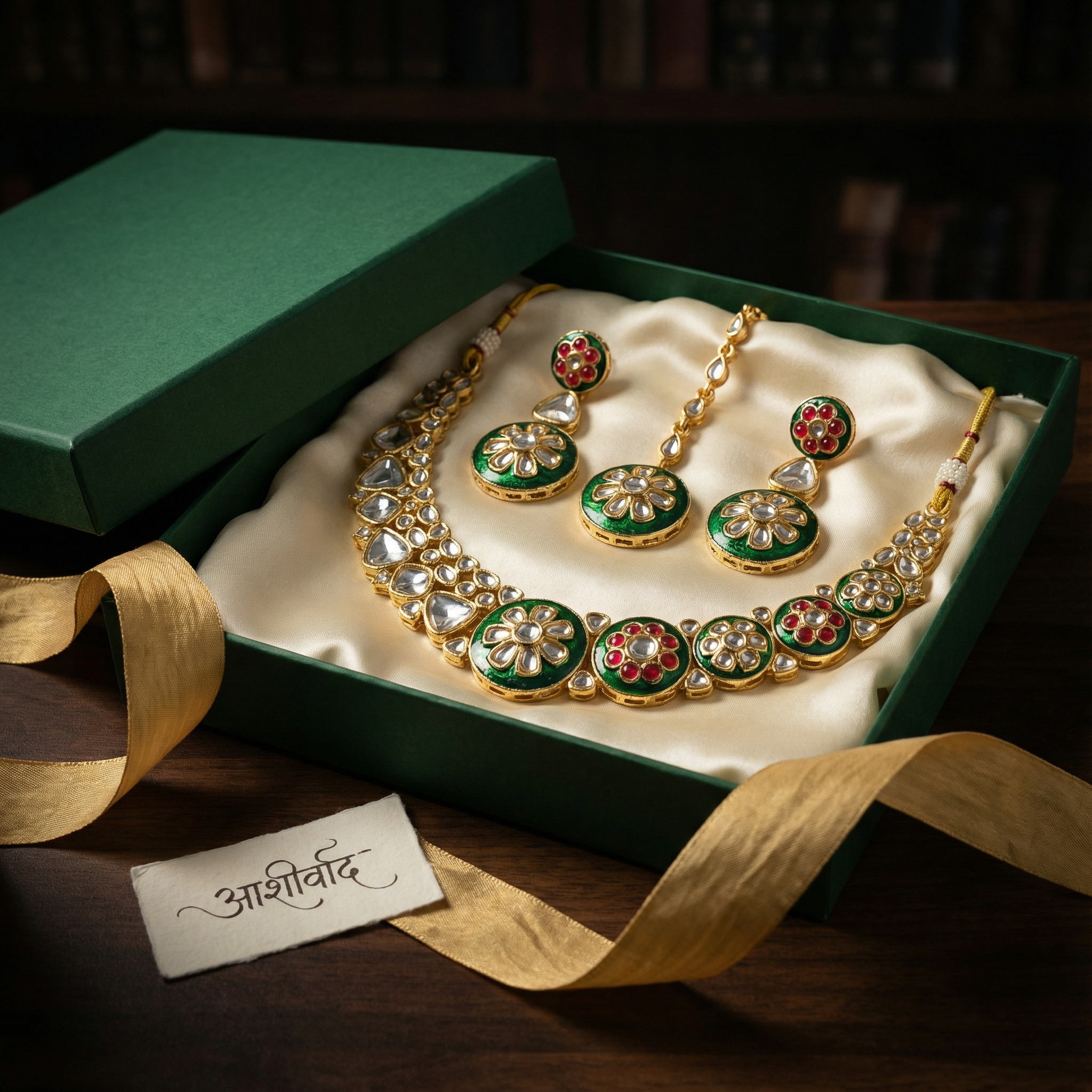 Regal Ruby Red Meenakari Necklace Set - Antique Gold Plated Floral Jewelry for Weddings - nandai.store