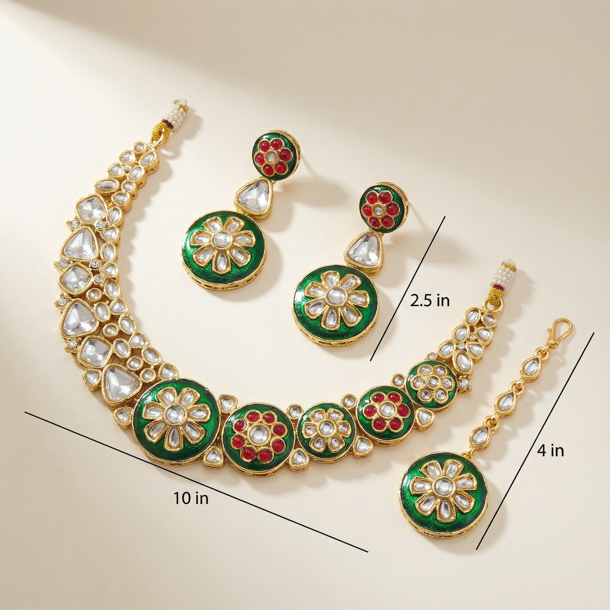 Regal Ruby Red Meenakari Necklace Set - Antique Gold Plated Floral Jewelry for Weddings - nandai.store