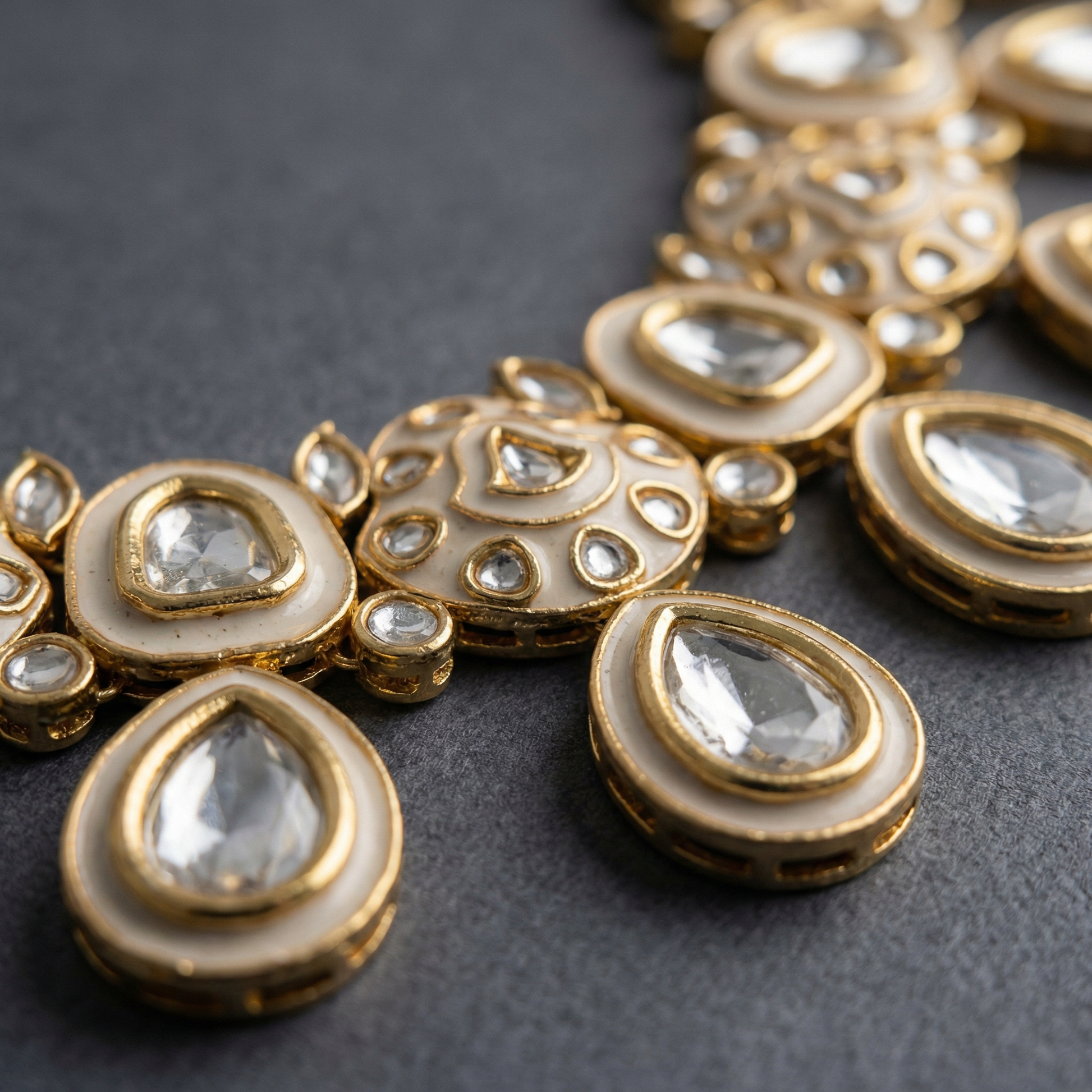 Midnight Black Meenakari Teardrop Kundan Choker Set with Matching Earrings - nandai.store