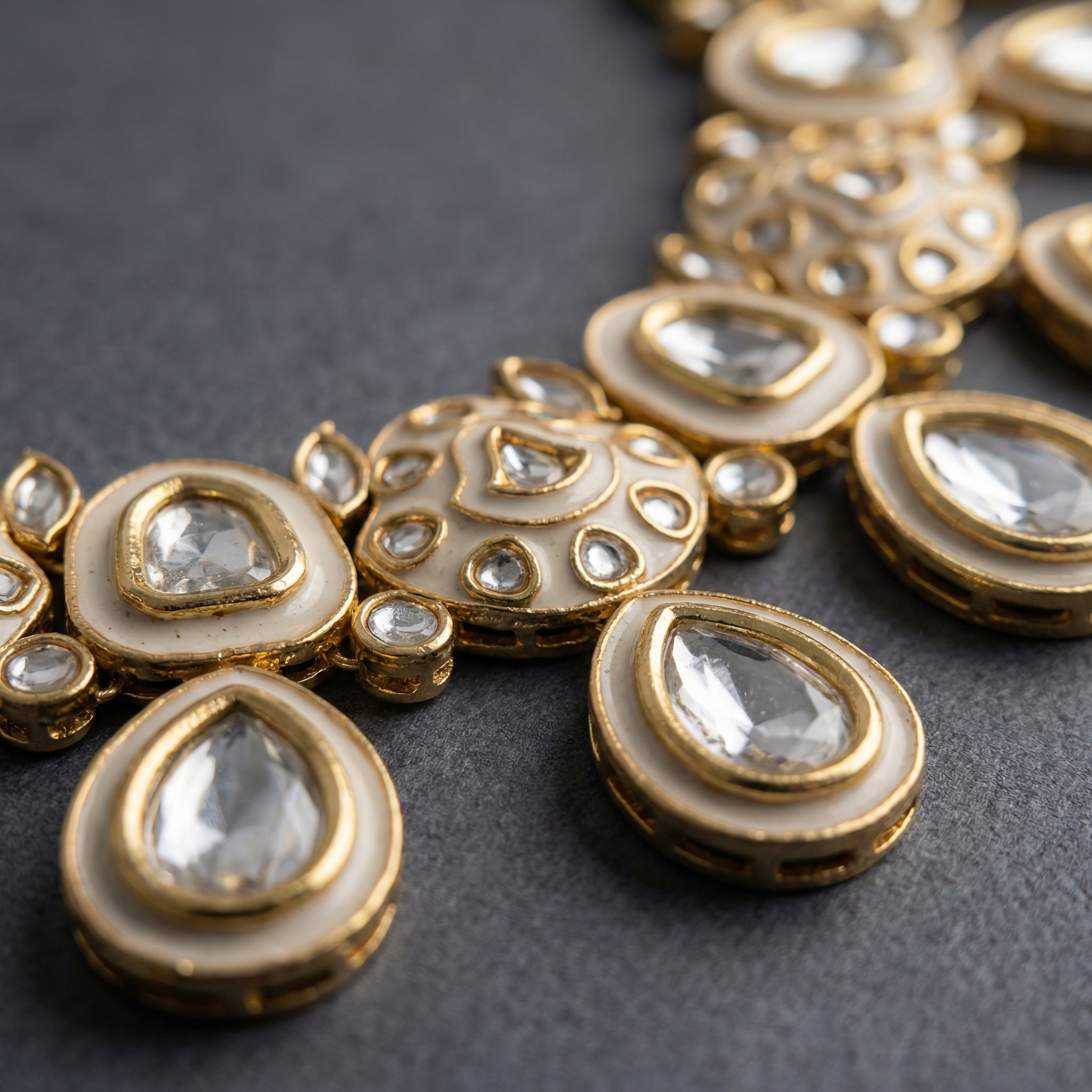 Midnight Black Meenakari Teardrop Kundan Choker Set with Matching Earrings - nandai.store