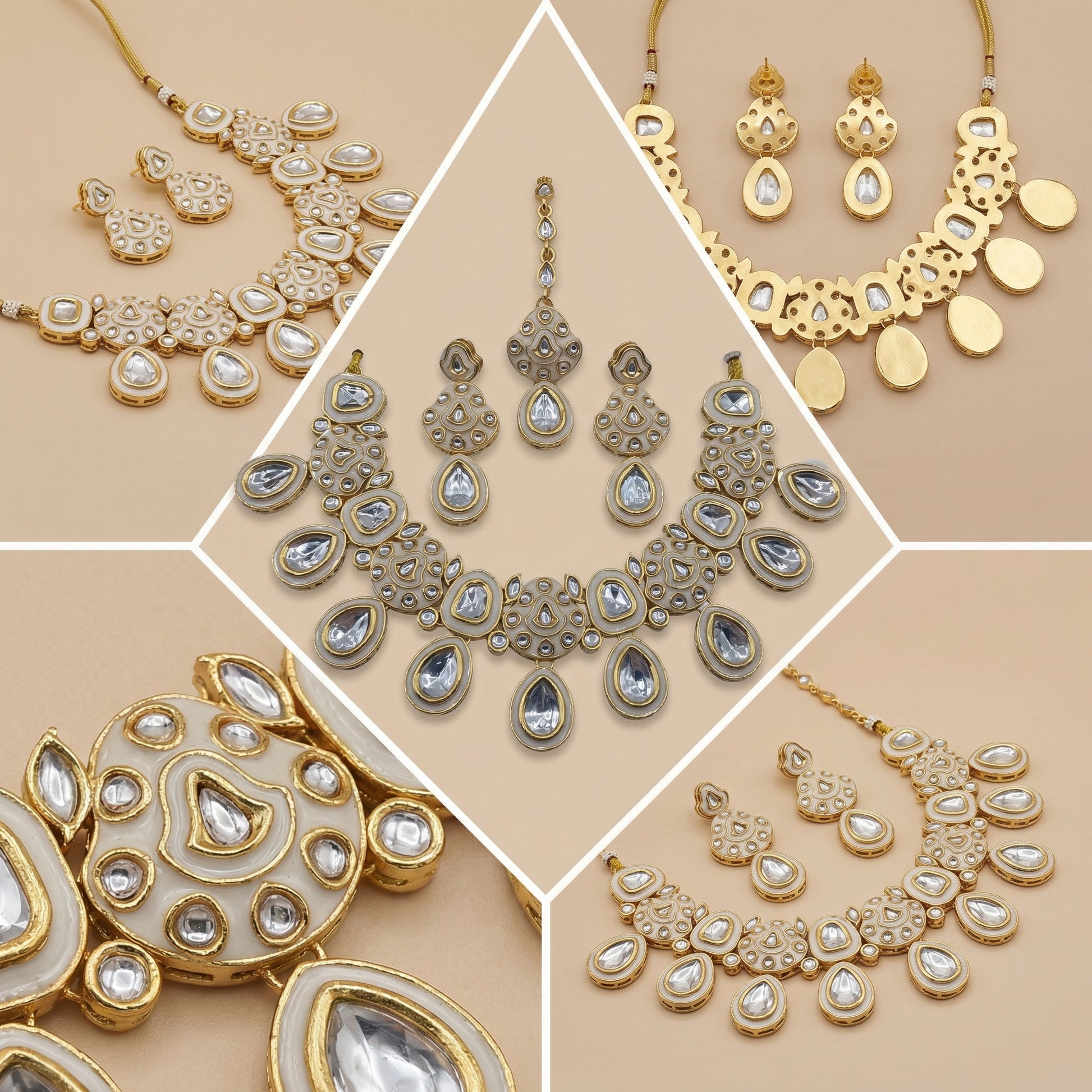 Midnight Black Meenakari Teardrop Kundan Choker Set with Matching Earrings - nandai.store