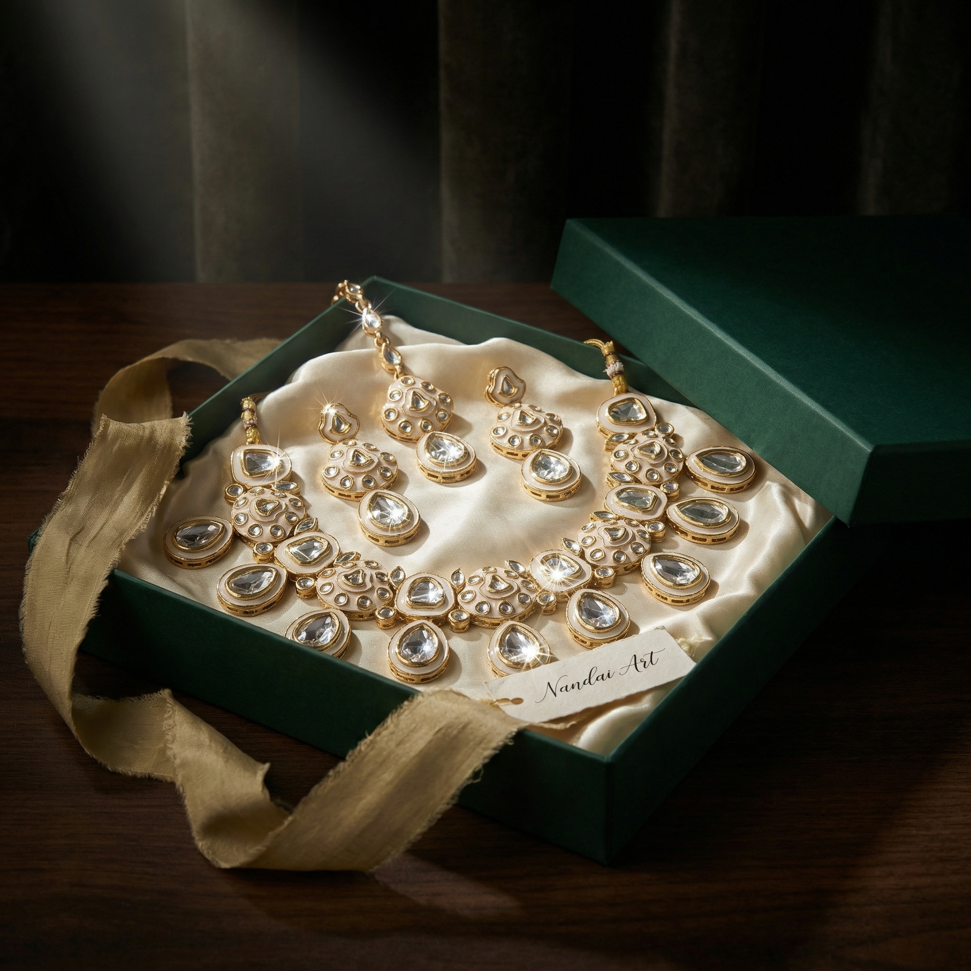 Midnight Black Meenakari Teardrop Kundan Choker Set with Matching Earrings - nandai.store