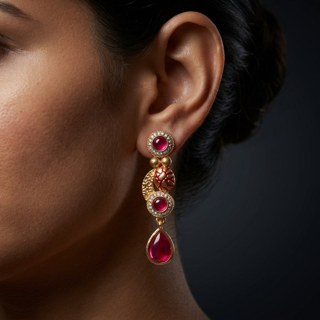 Emerald Green Meenakari Luxury Jewellery Set - Antique Gold Plated Necklace for Mehendi & Receptions - nandai.store