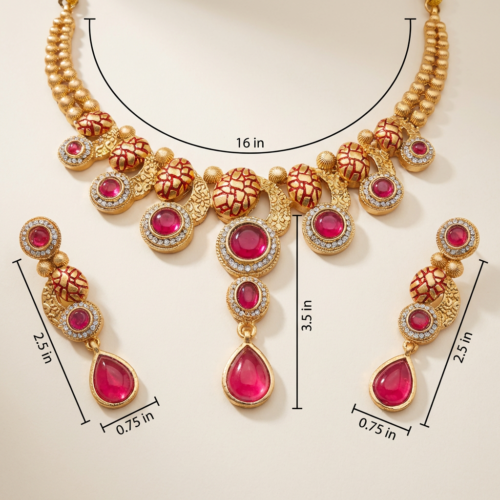 Emerald Green Meenakari Luxury Jewellery Set - Antique Gold Plated Necklace for Mehendi & Receptions - nandai.store