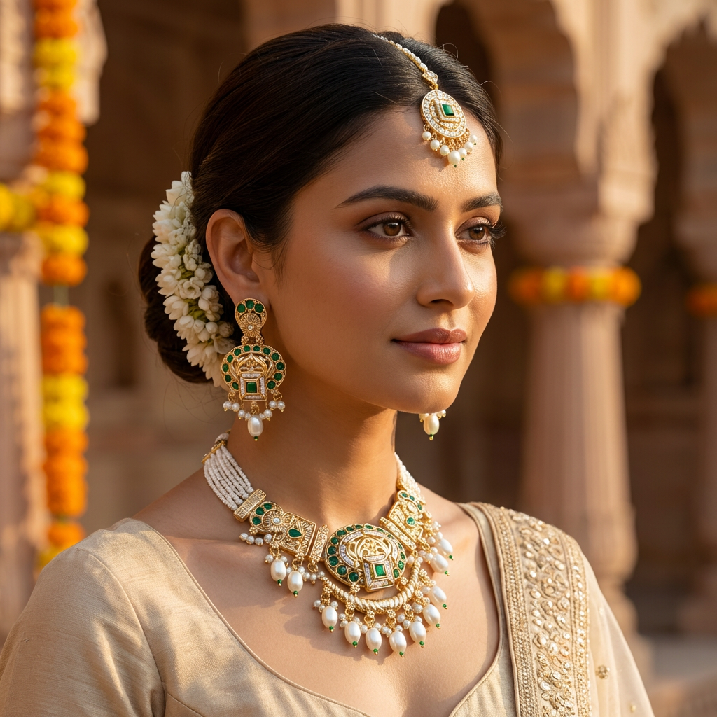 Meenakari Necklace Set | Rajwadi Luxury Handcrafted Bridal Jewelry