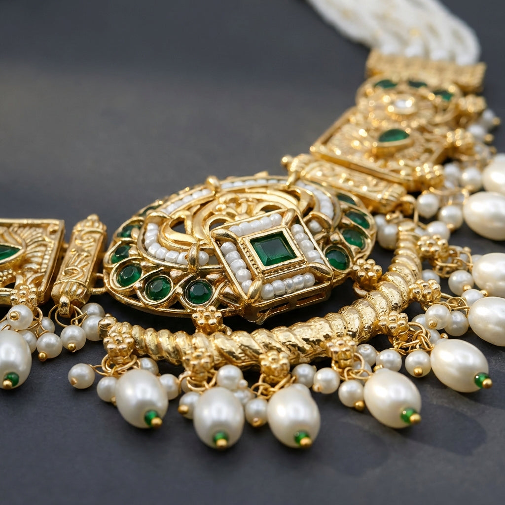 Meenakari Necklace Set | Rajwadi Luxury Handcrafted Bridal Jewelry - nandai.store