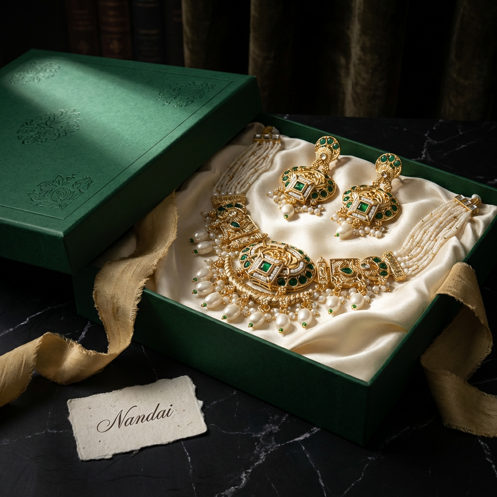 Meenakari Necklace Set | Rajwadi Luxury Handcrafted Bridal Jewelry - nandai.store