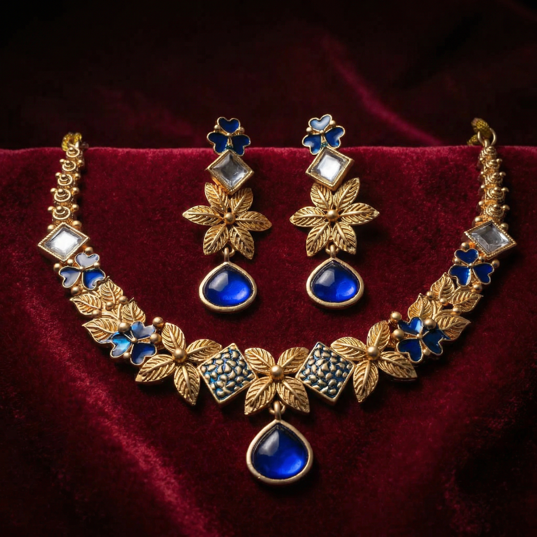 Ethereal Milky Ivory Leaf Filigree Jewelry Set - White & Gold Floral Necklace for Modern Brides - nandai.store