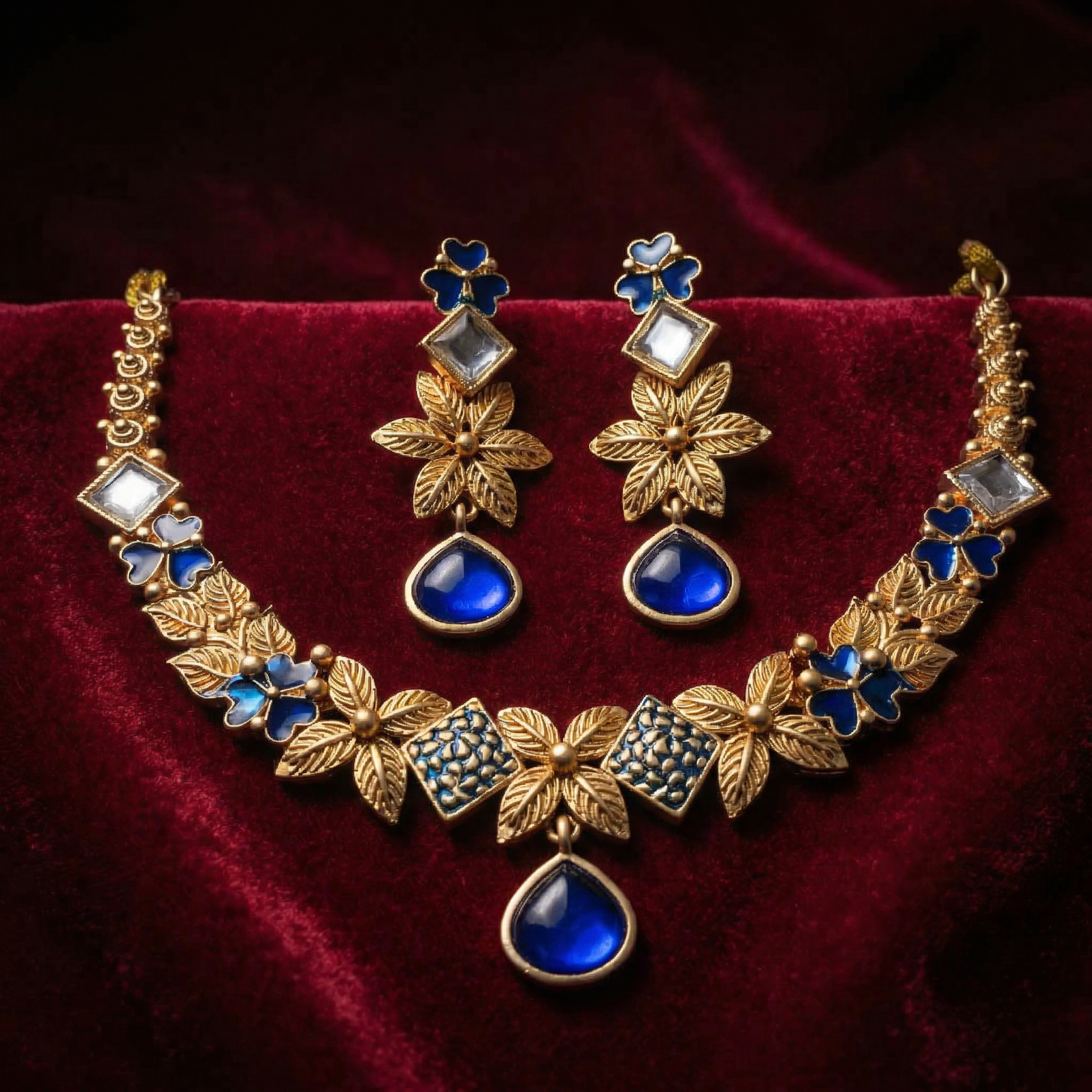 Ethereal Milky Ivory Leaf Filigree Jewelry Set - White & Gold Floral Necklace for Modern Brides - nandai.store