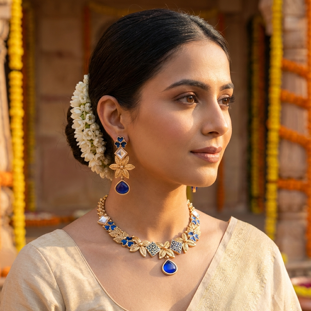 Ethereal Milky Ivory Leaf Filigree Jewelry Set - White & Gold Floral Necklace for Modern Brides - nandai.store