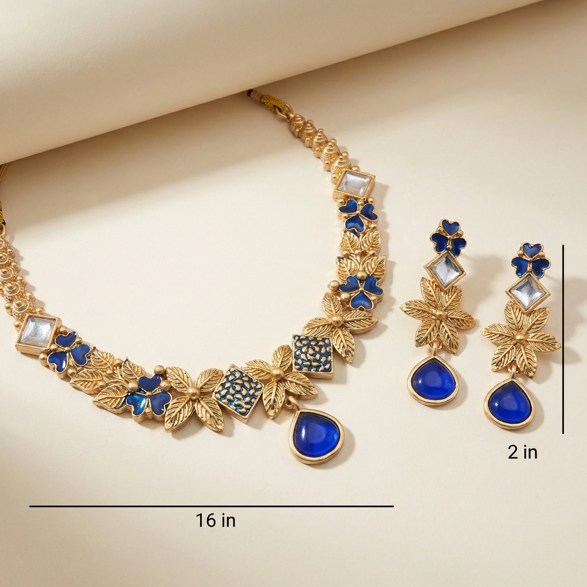 Ethereal Milky Ivory Leaf Filigree Jewelry Set - White & Gold Floral Necklace for Modern Brides - nandai.store