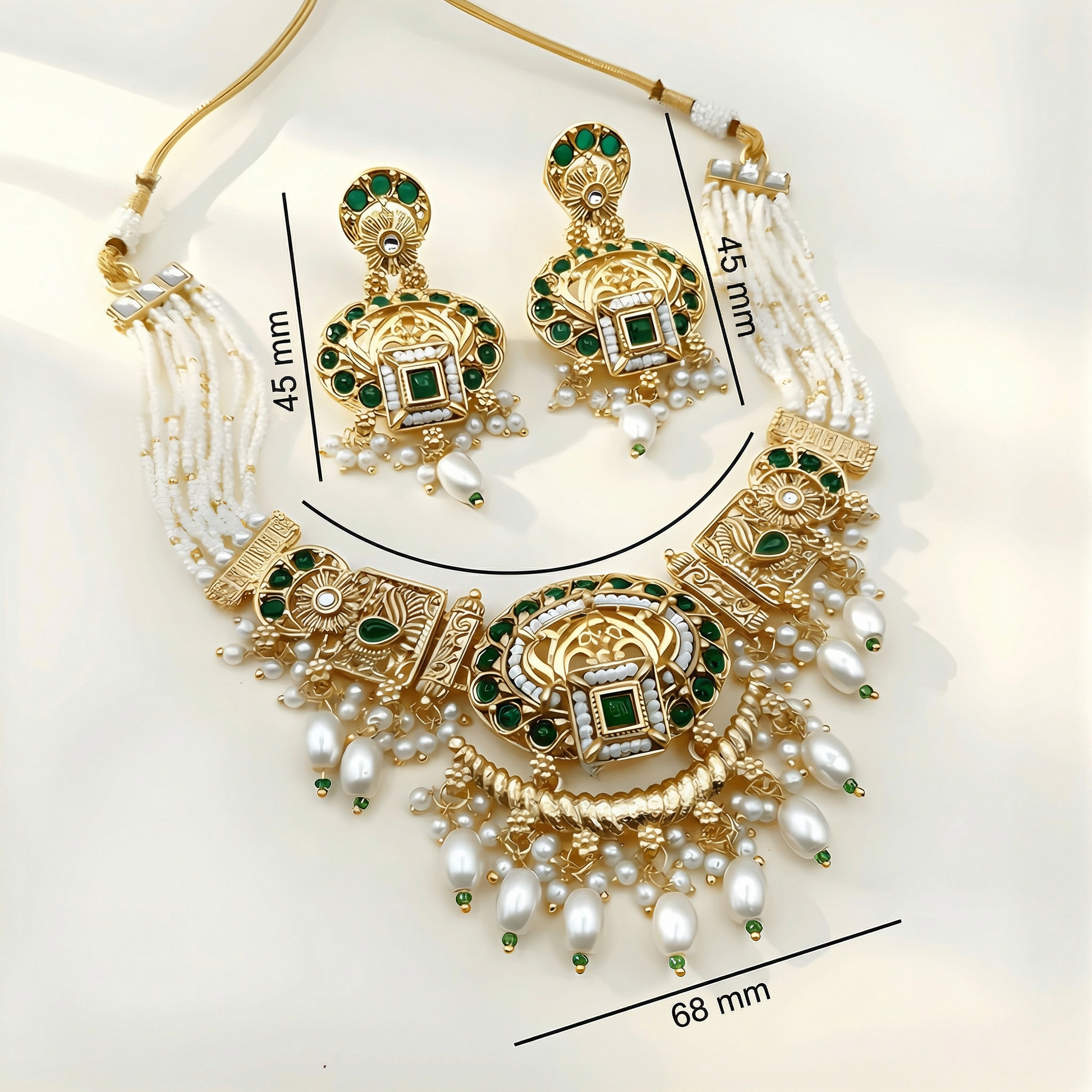 Meenakari Necklace Set | Rajwadi Luxury Handcrafted Bridal Jewelry - nandai.store