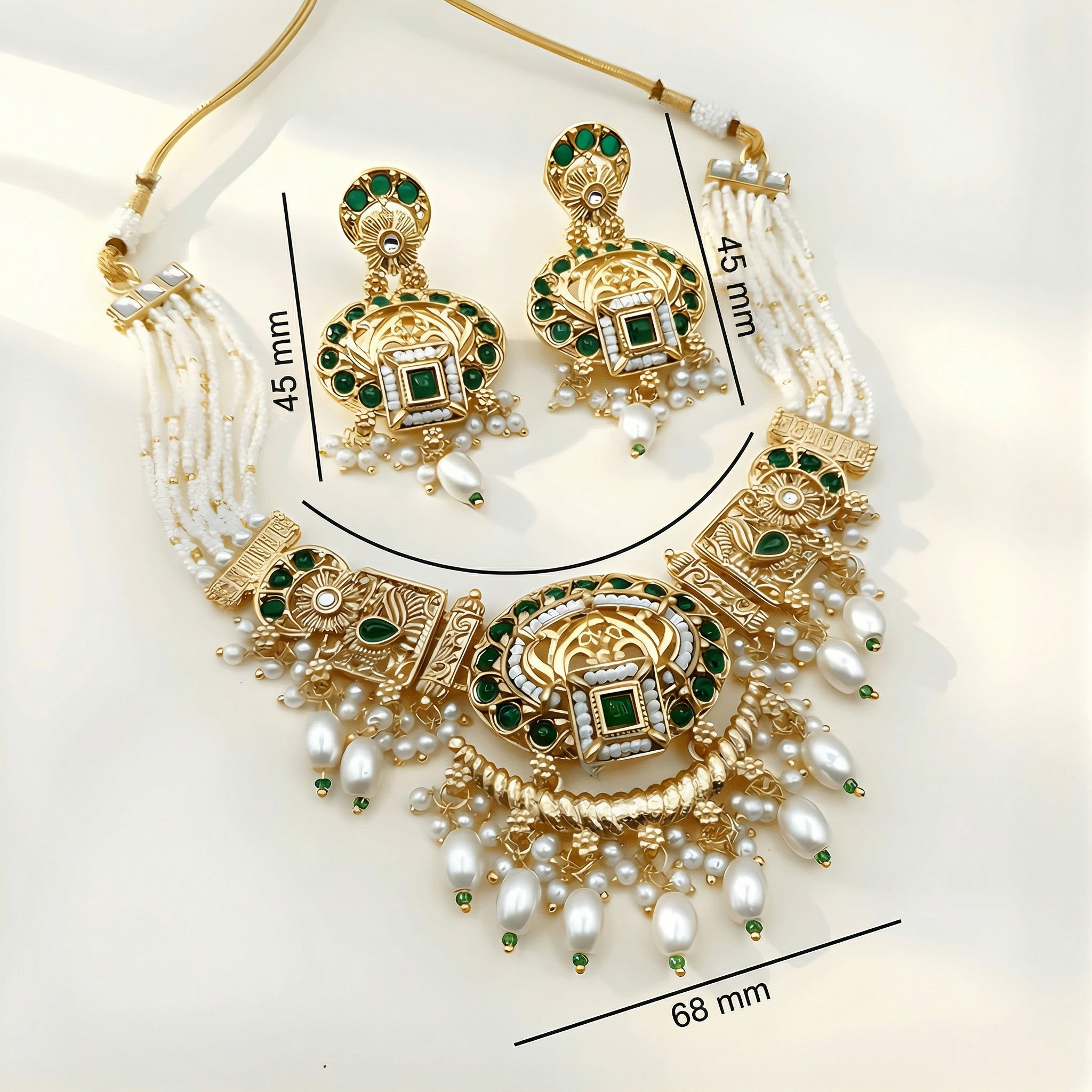 Meenakari Necklace Set | Rajwadi Luxury Handcrafted Bridal Jewelry - nandai.store
