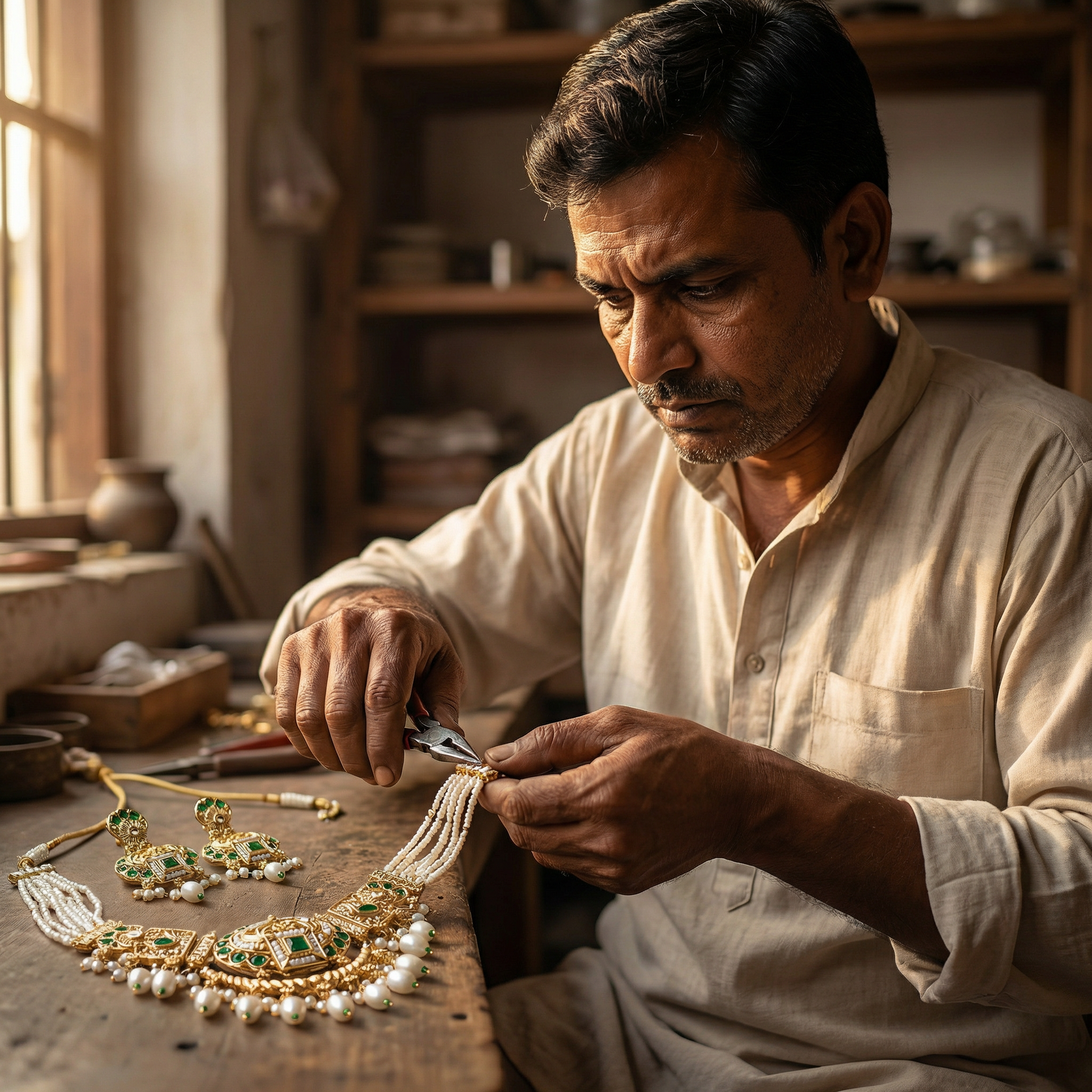 Meenakari Necklace Set | Rajwadi Luxury Handcrafted Bridal Jewelry - nandai.store