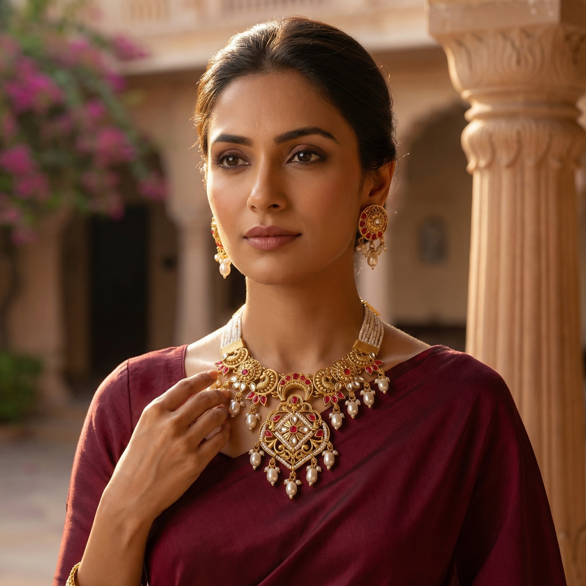 Pearl Choker Set | Rajputi Luxury Indian Bridal Jewelry