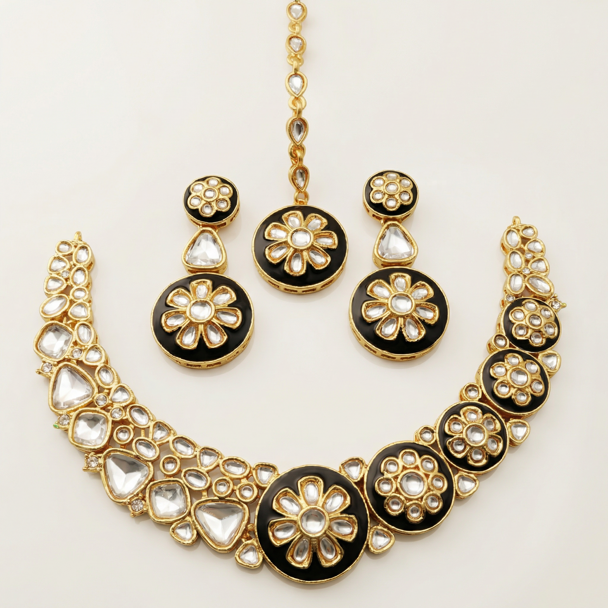 Regal Ruby Red Meenakari Necklace Set - Antique Gold Plated Floral Jewelry for Weddings - nandai.store