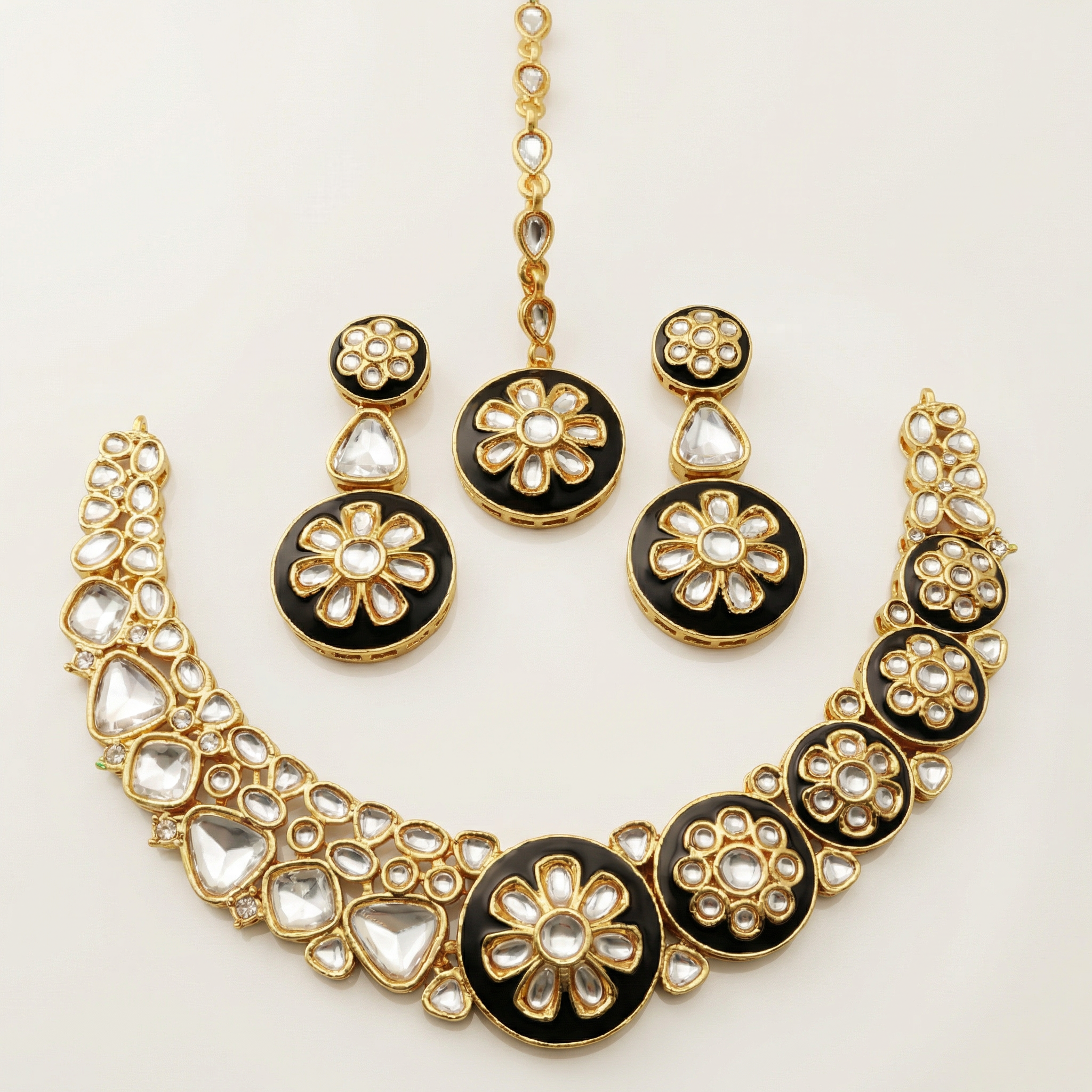 Regal Ruby Red Meenakari Necklace Set - Antique Gold Plated Floral Jewelry for Weddings - nandai.store