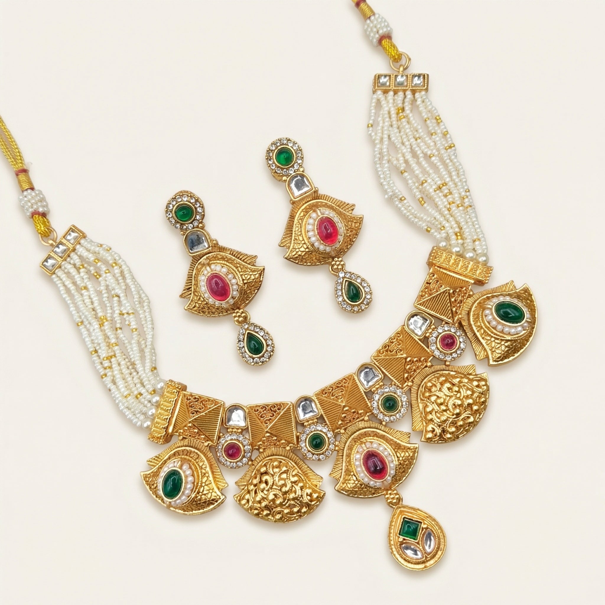 Meenakari Choker Necklace Set: Rajputi Enamel Jewelry