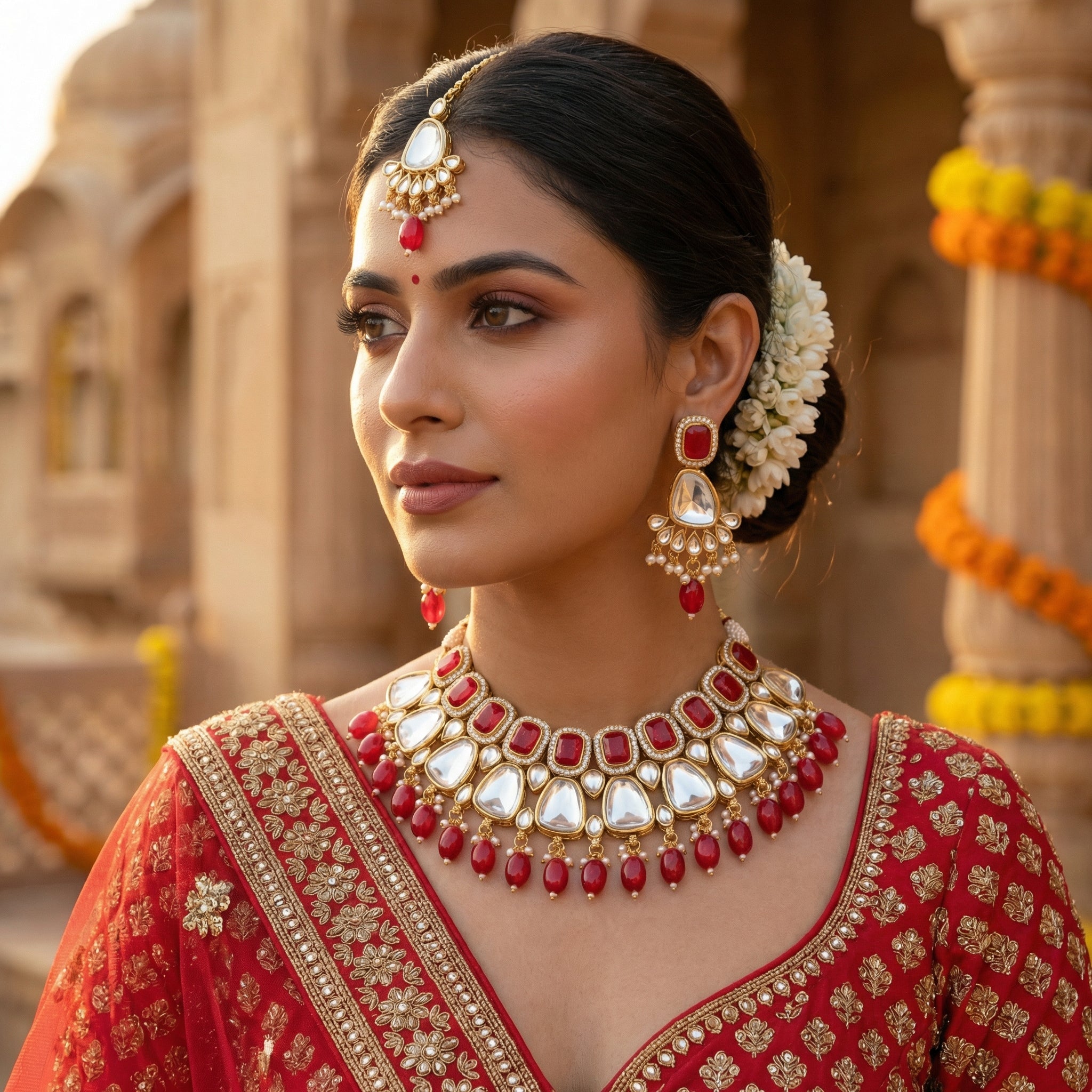 Kundan Choker Set | Earrings | Sarah Jadau Kundan Jewellery for Women