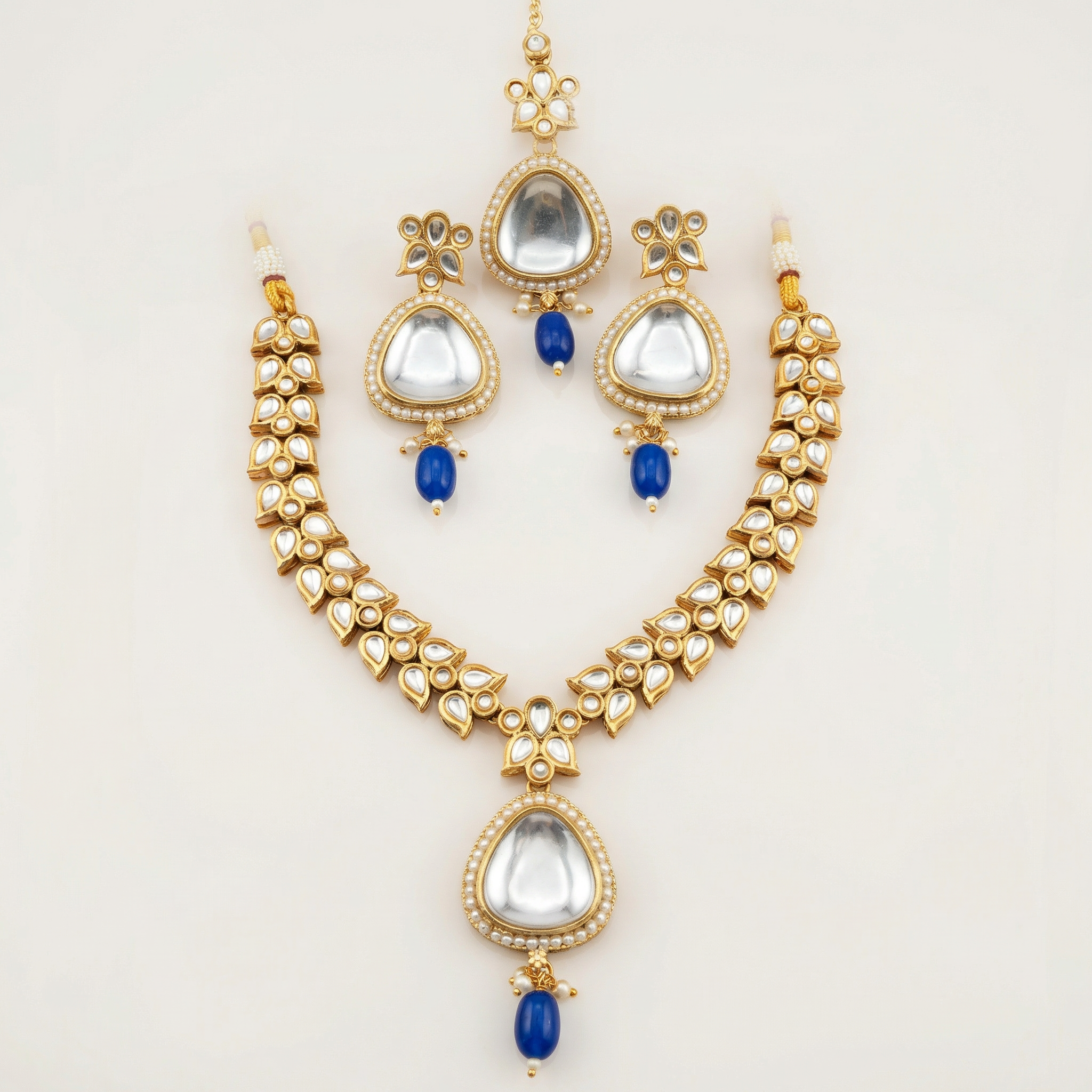 Polki Choker Set - Majestic Uncut Bridal Gold-Plated Necklace & Earrings for Elegant Style