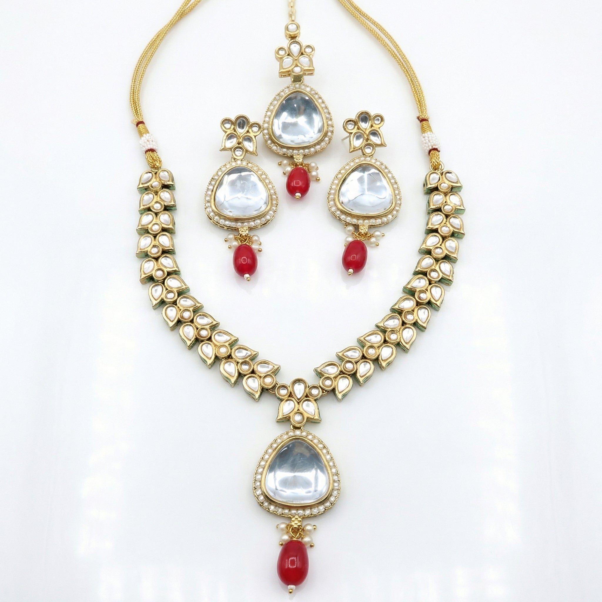 Polki Choker Set - Majestic Uncut Bridal Gold-Plated Necklace & Earrings for Elegant Style