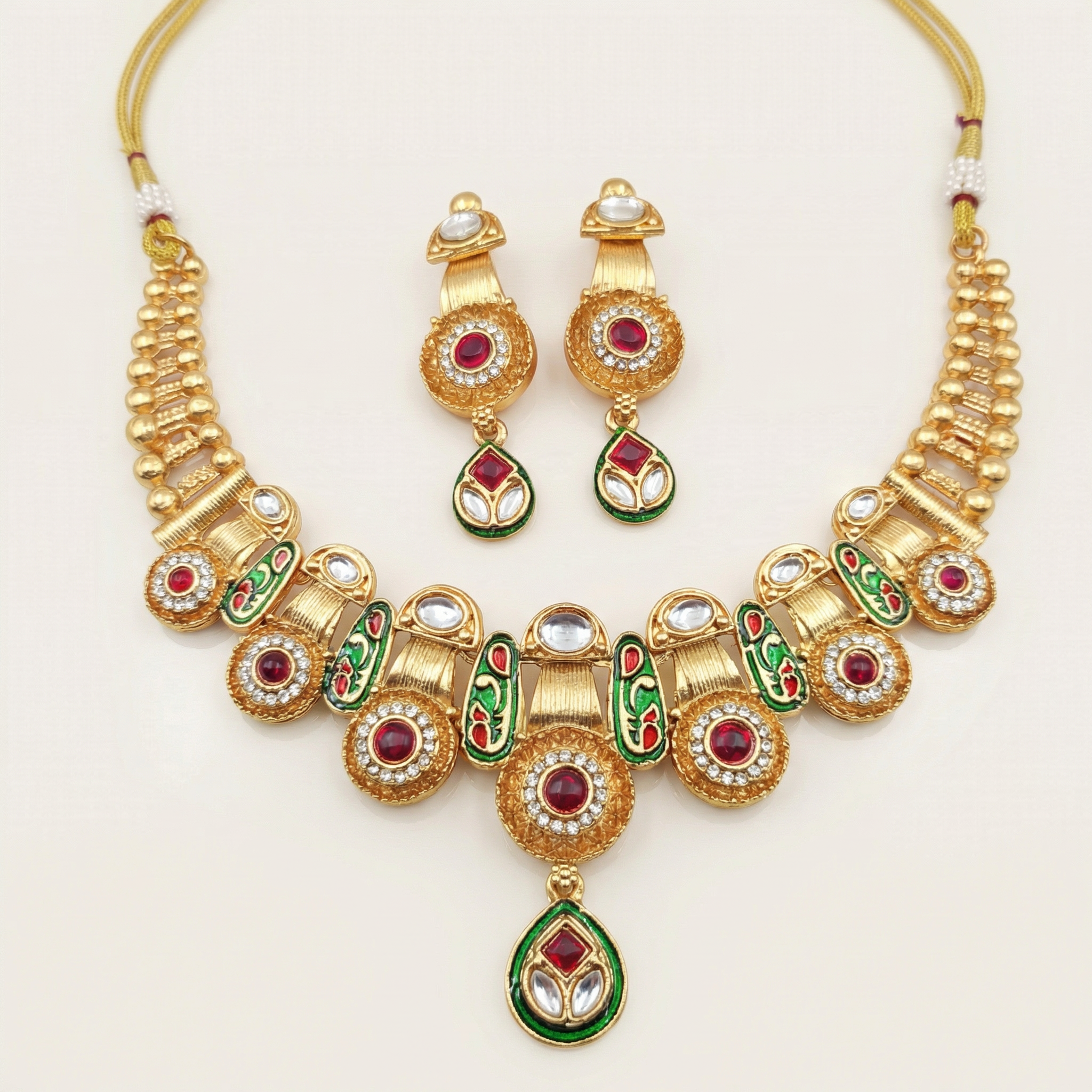 Meenakari Kundan Necklace Set With Earrings | Exquisite Bridal Jewellery Set