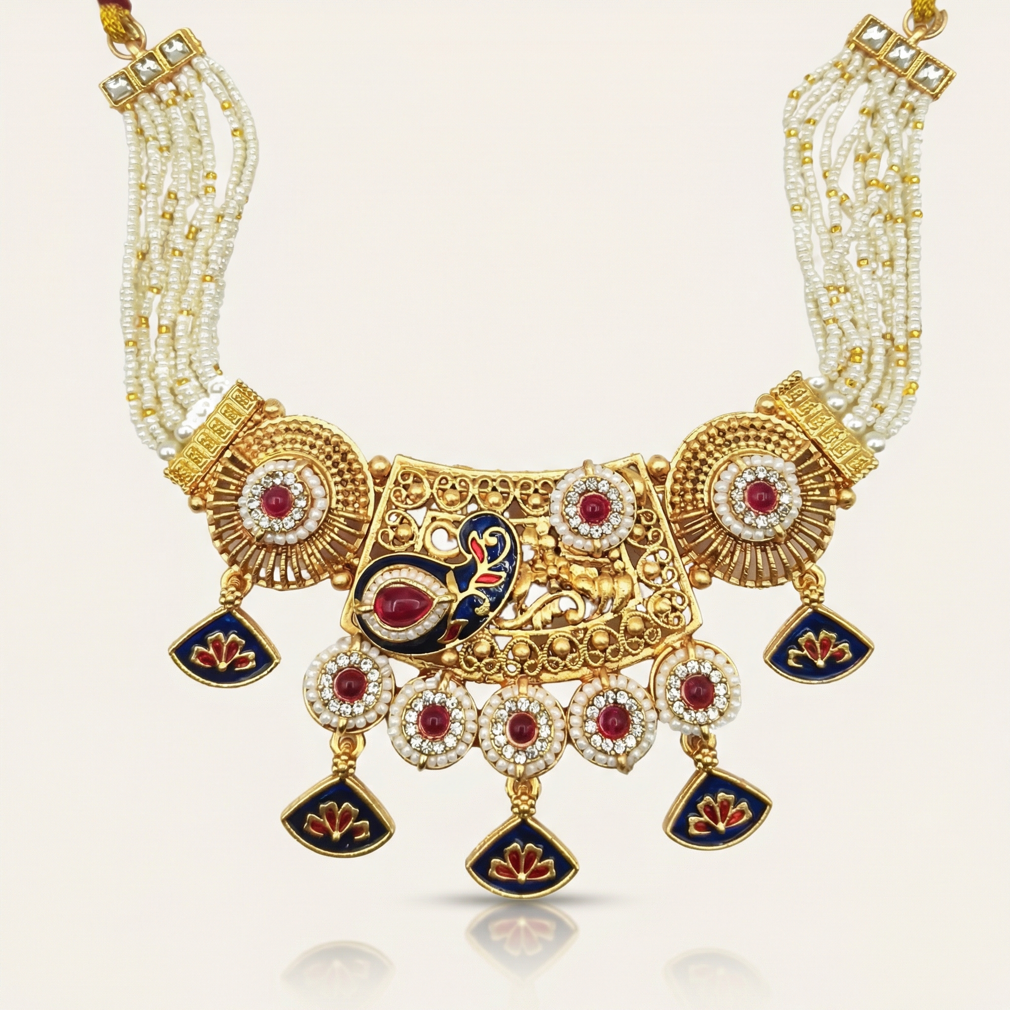 Meenakari Necklace | Tripti Rajputi Gold-Plated Statement Set with Earrings