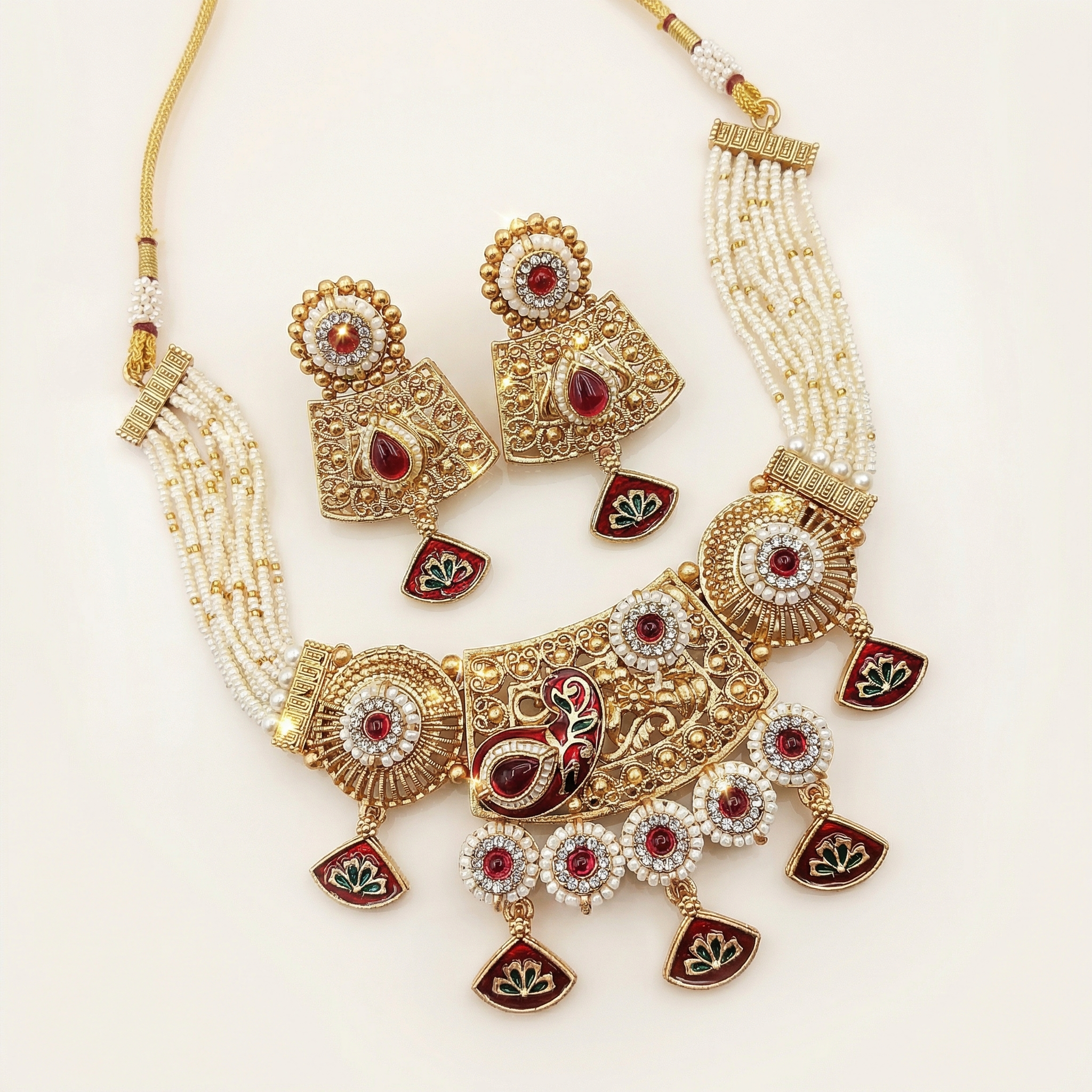 Meenakari Necklace | Tripti Rajputi Gold-Plated Statement Set with Earrings