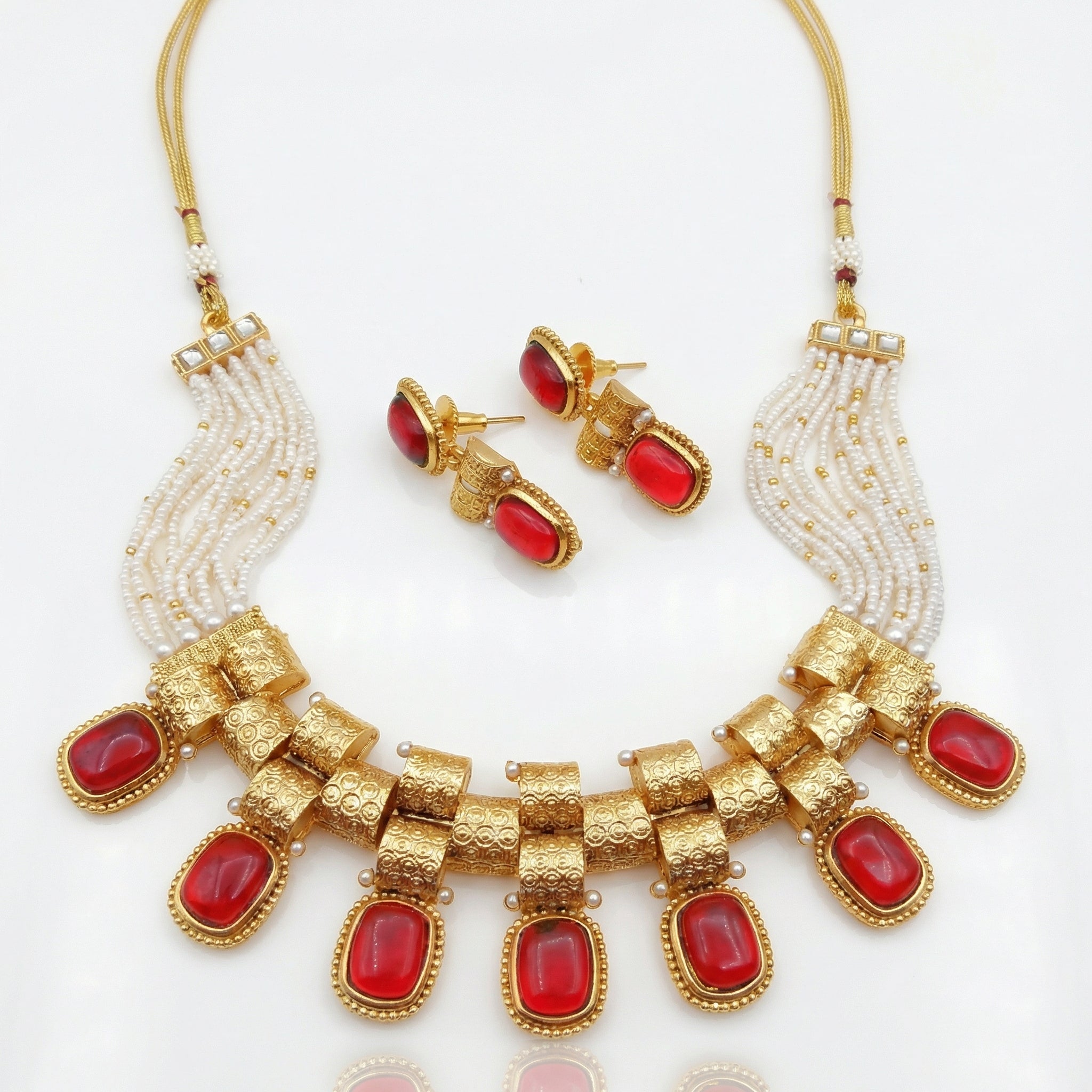 Rajwadi Choker Necklace | Monalisa Fusion Bridal Jewelry Set with Earrings