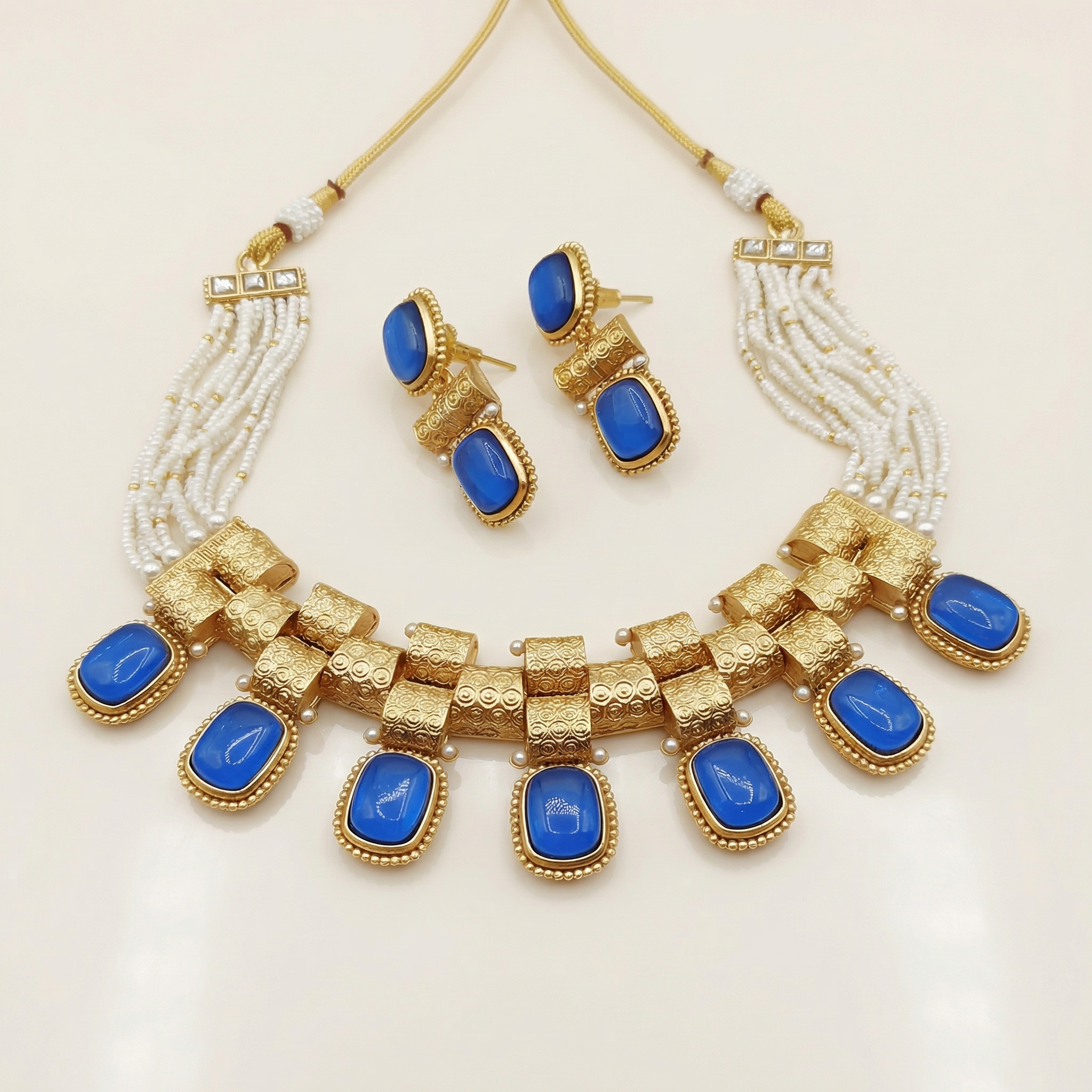 Rajwadi Choker Necklace | Monalisa Fusion Bridal Jewelry Set with Earrings