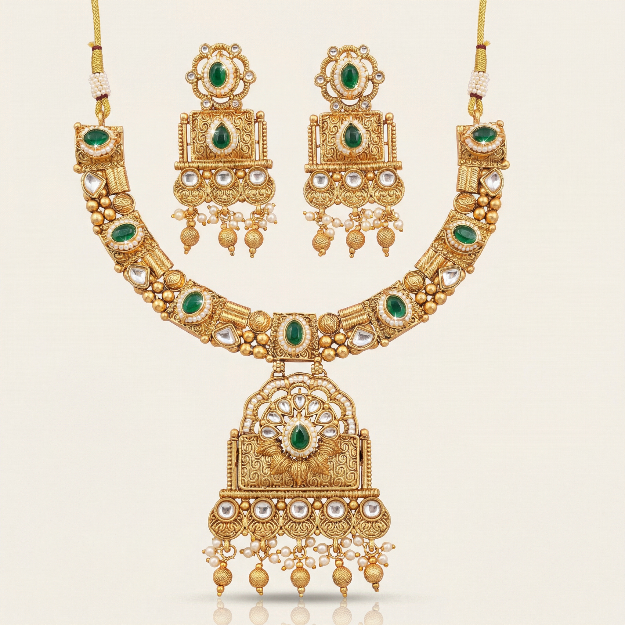 Temple Choker Necklace | Pallavi Gold-Plated South Indian Jewellery Set